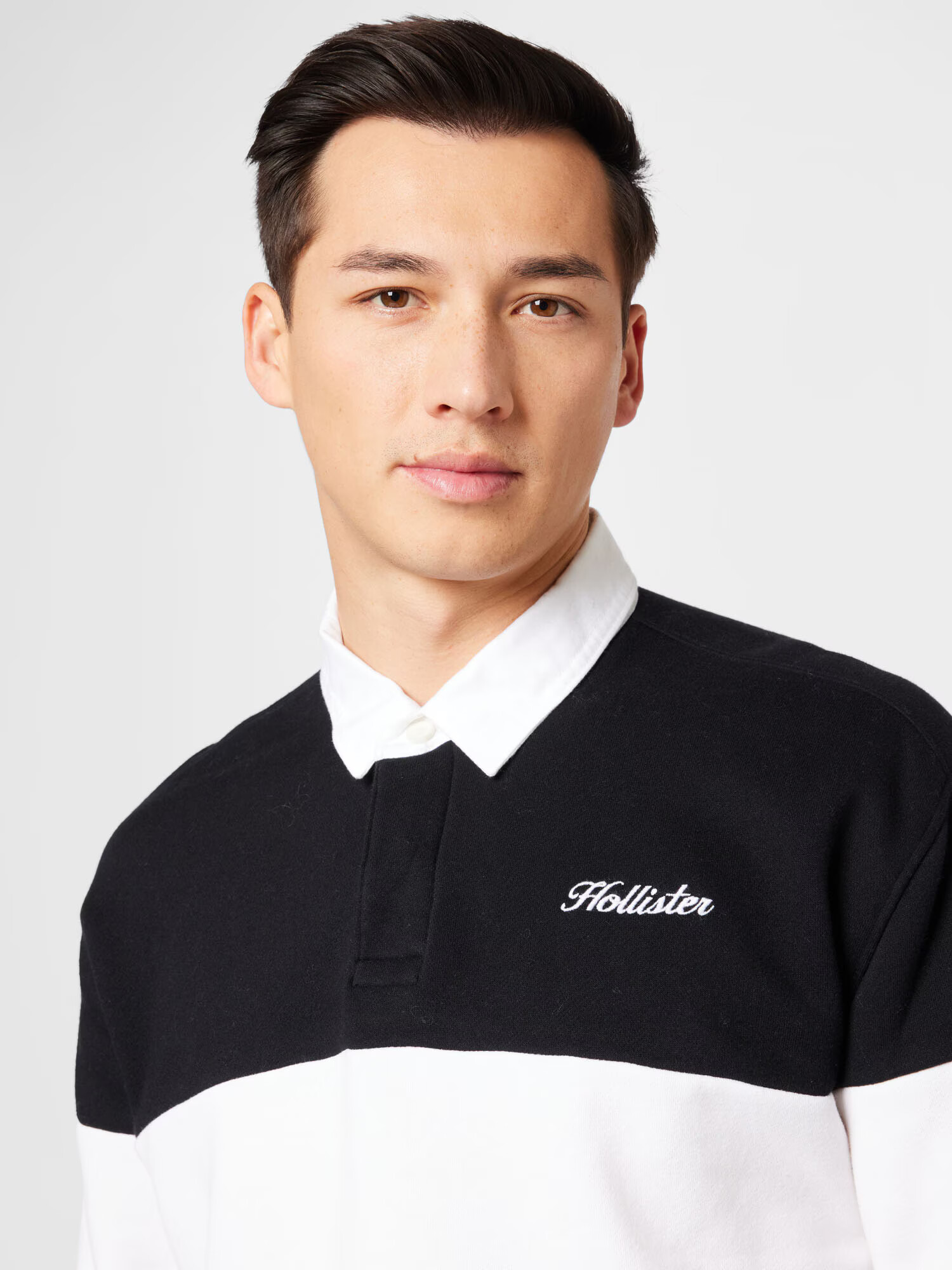 HOLLISTER Bluză de molton 'VARSITY' negru / alb - Pled.ro