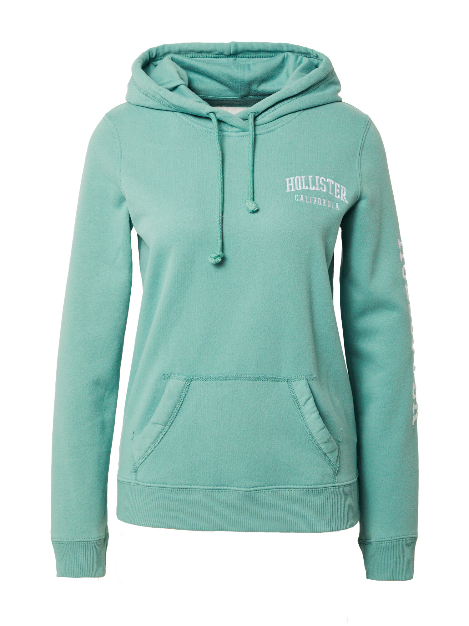 HOLLISTER Bluză de molton verde mentă / alb - Pled.ro