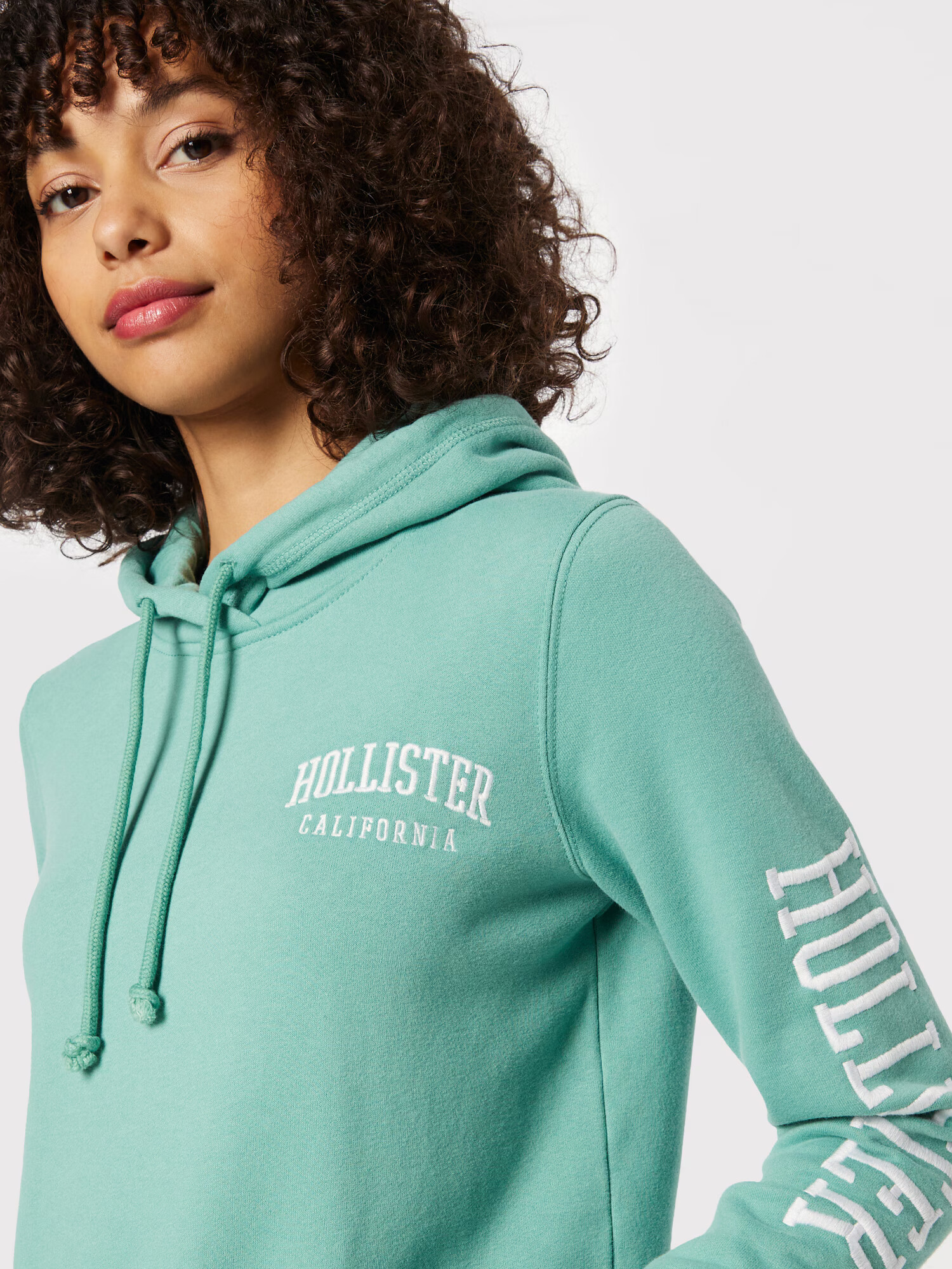 HOLLISTER Bluză de molton verde mentă / alb - Pled.ro