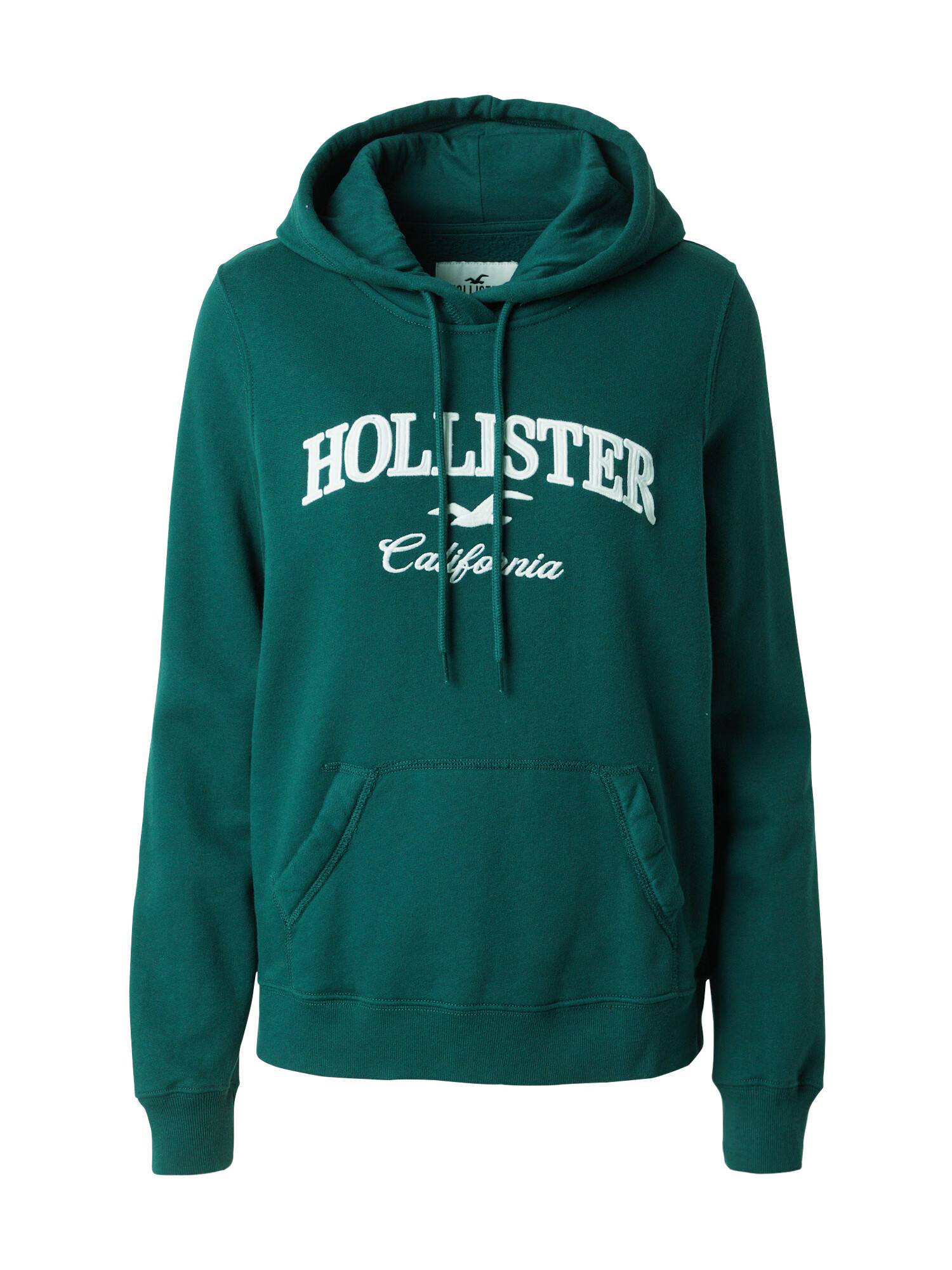 HOLLISTER Bluză de molton verde smarald / alb - Pled.ro