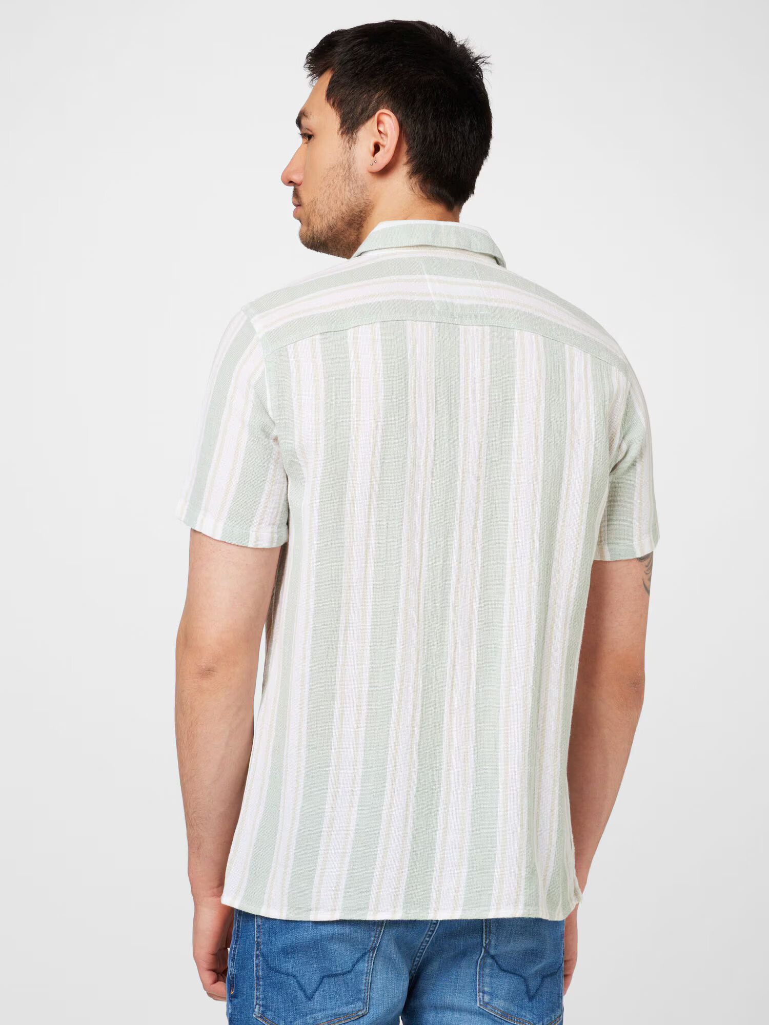 HOLLISTER Cămașă bej / verde pastel / alb - Pled.ro