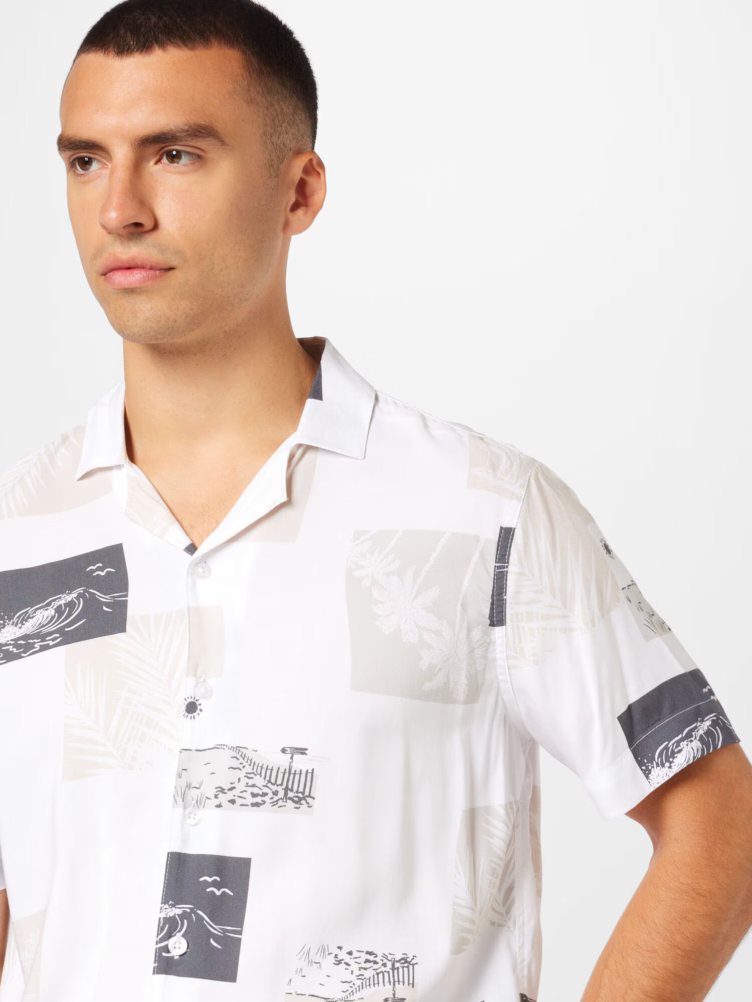 HOLLISTER Cămașă 'RAYON' gri / gri metalic / gri deschis - Pled.ro