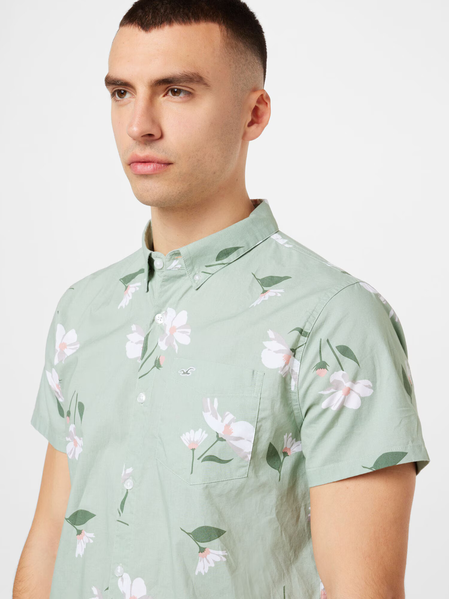 HOLLISTER Cămașă verde / verde pastel / portocaliu somon / alb - Pled.ro