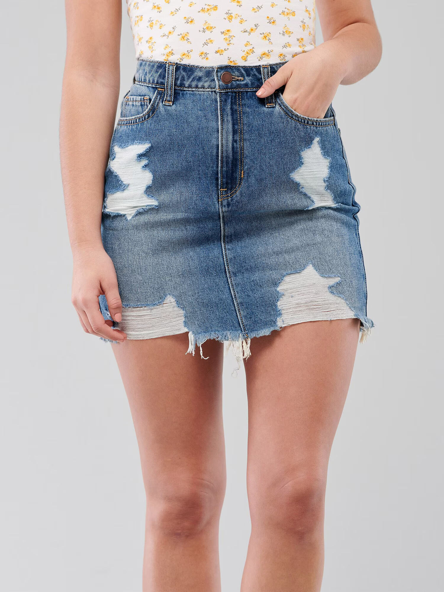 HOLLISTER Fustă 'Med' albastru denim - Pled.ro