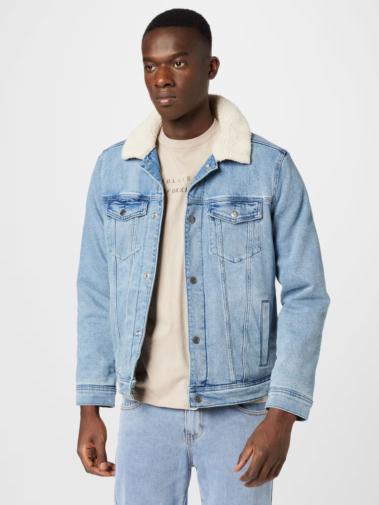 HOLLISTER Geacă de primăvară-toamnă crem / albastru denim - Pled.ro