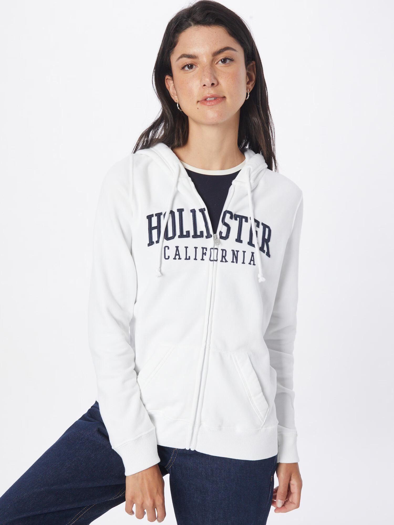 HOLLISTER Hanorac bleumarin / alb - Pled.ro