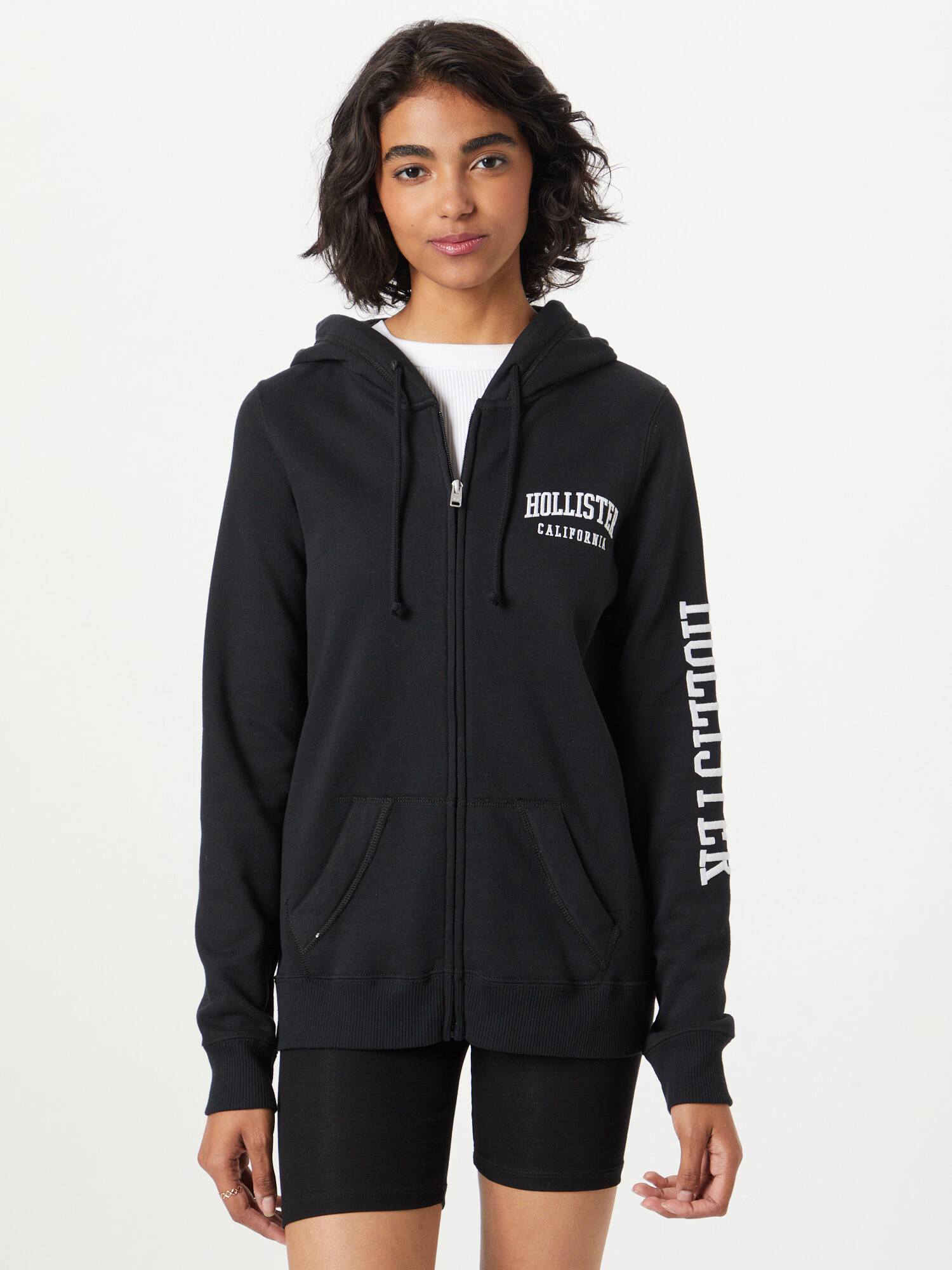 HOLLISTER Hanorac negru / alb - Pled.ro