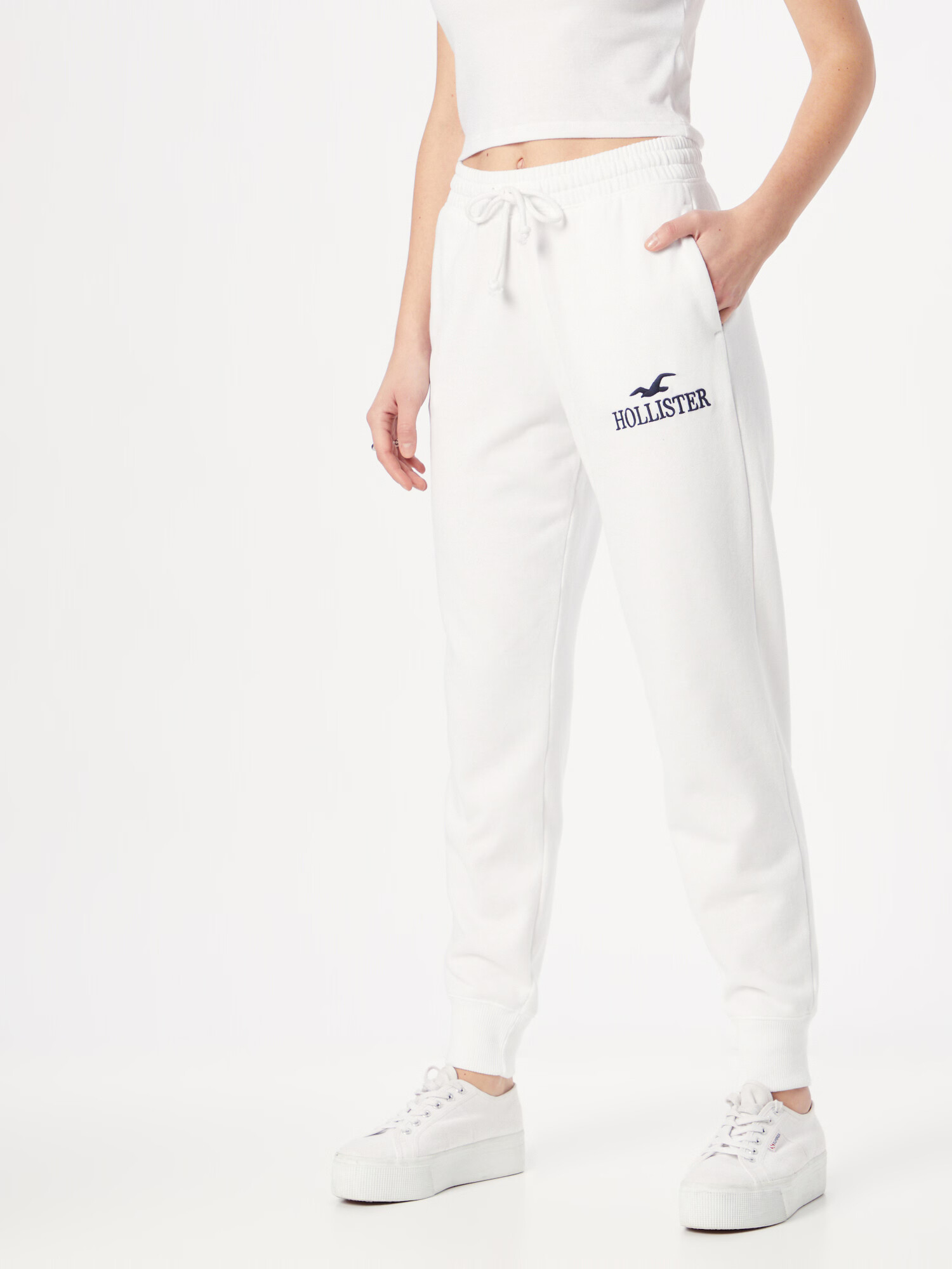 HOLLISTER Pantaloni albastru marin / alb - Pled.ro