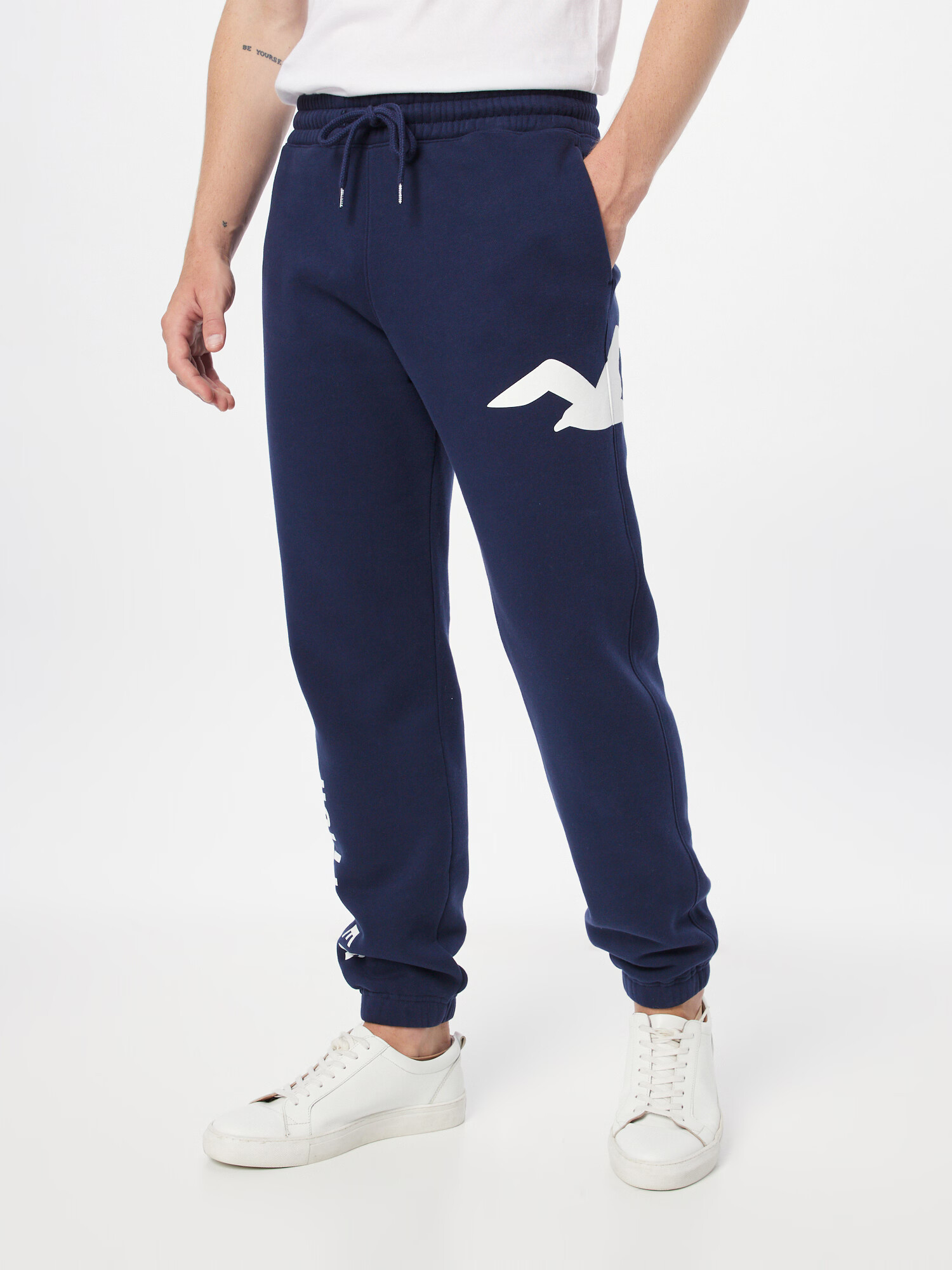 HOLLISTER Pantaloni bleumarin / alb - Pled.ro