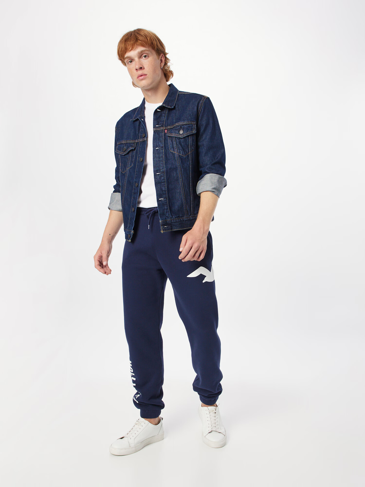 HOLLISTER Pantaloni bleumarin / alb - Pled.ro