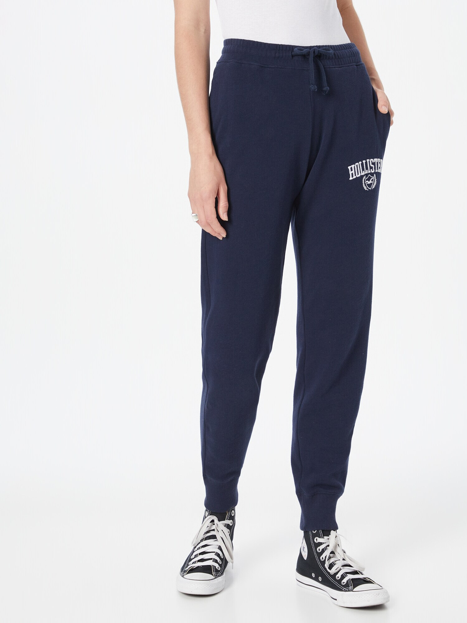 HOLLISTER Pantaloni bleumarin / alb - Pled.ro