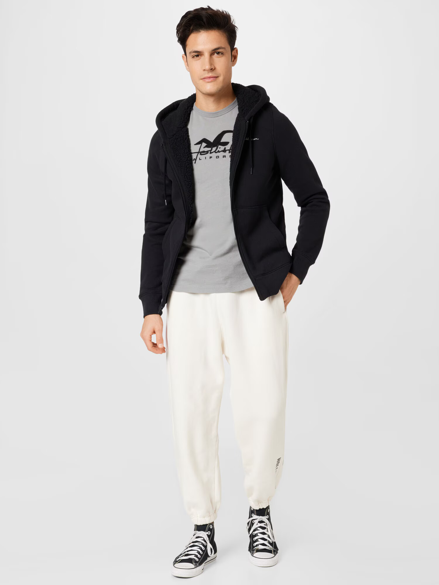 HOLLISTER Pantaloni crem / negru - Pled.ro