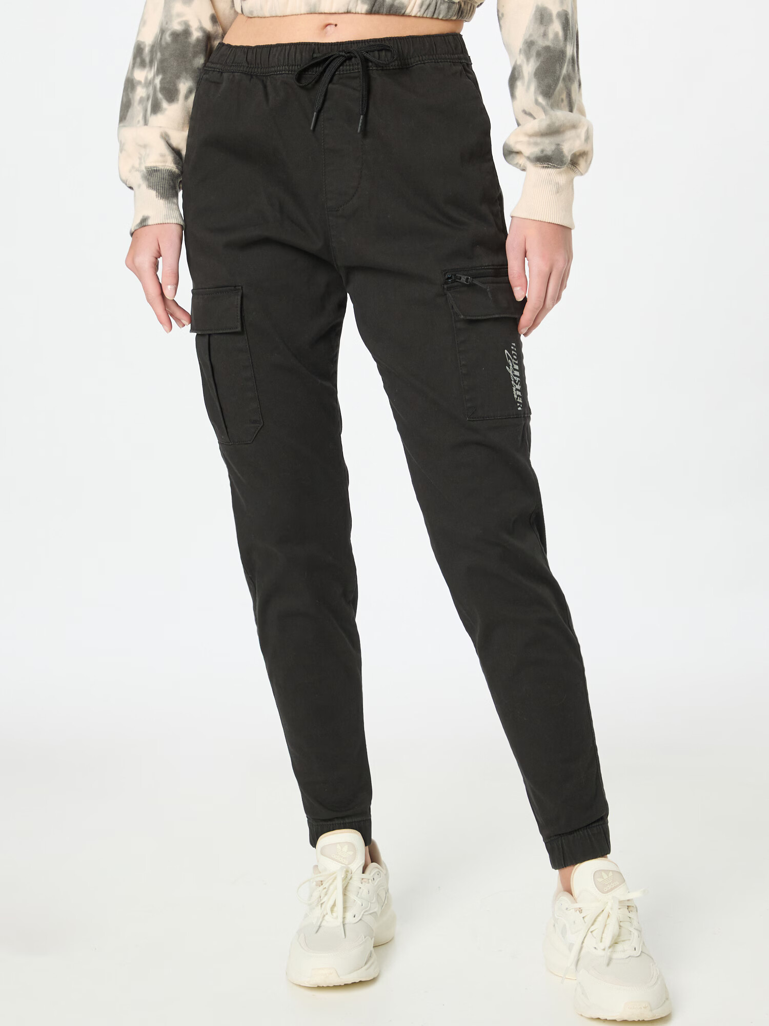 HOLLISTER Pantaloni cu buzunare negru / alb - Pled.ro