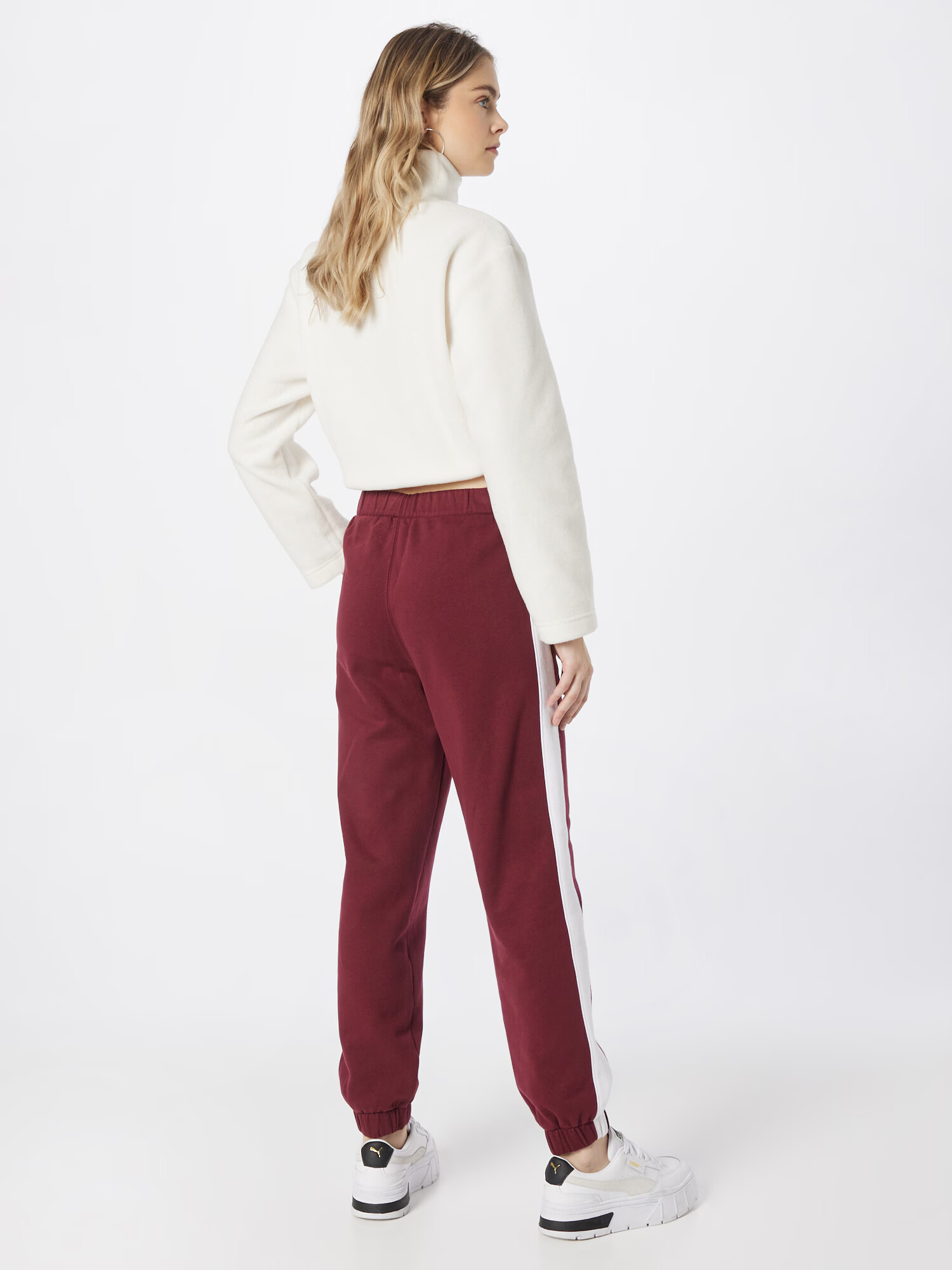 HOLLISTER Pantaloni 'DARK ACADEMIA' roșu burgundy / alb - Pled.ro