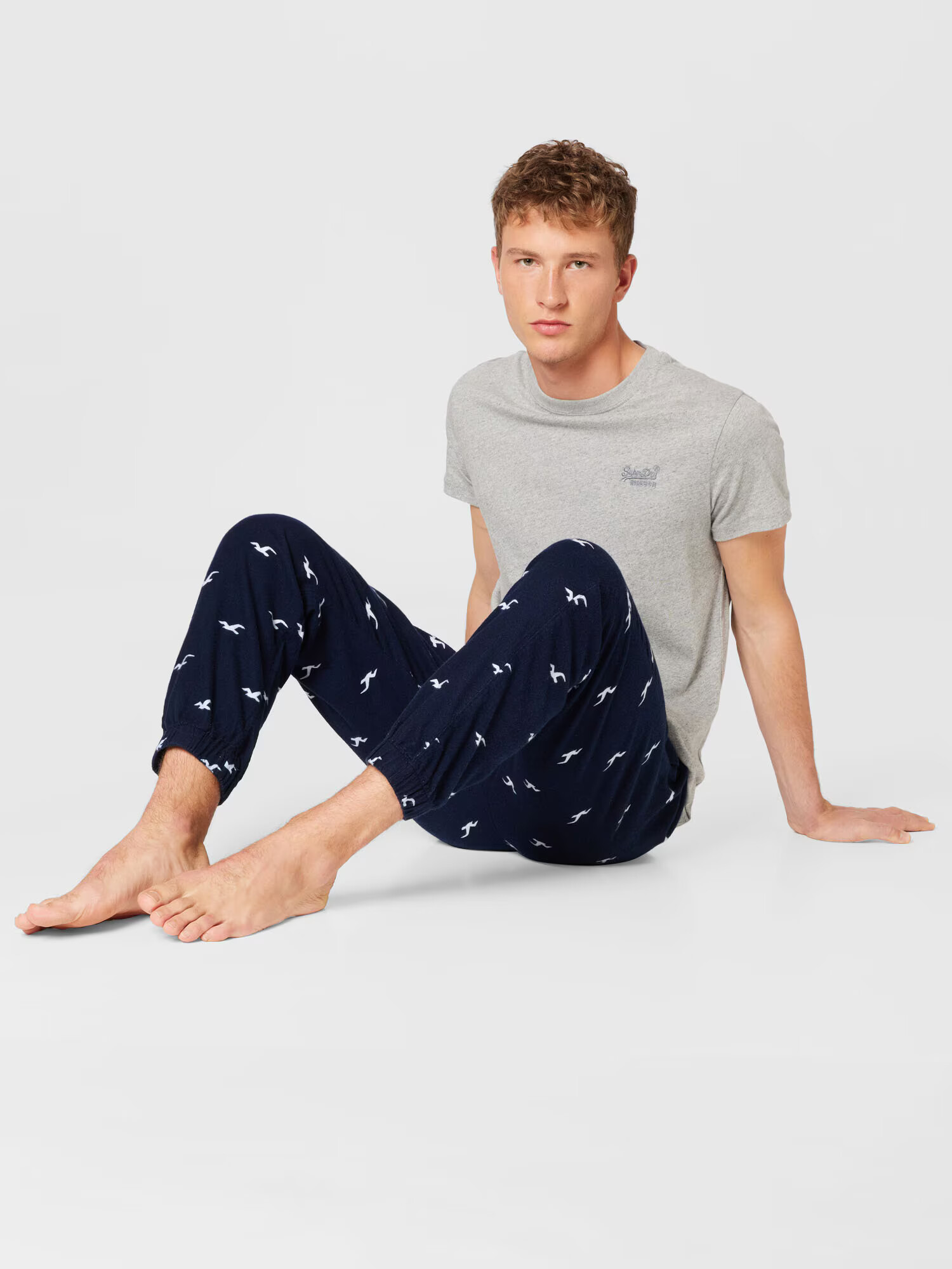 HOLLISTER Pantaloni de pijama bleumarin / alb - Pled.ro