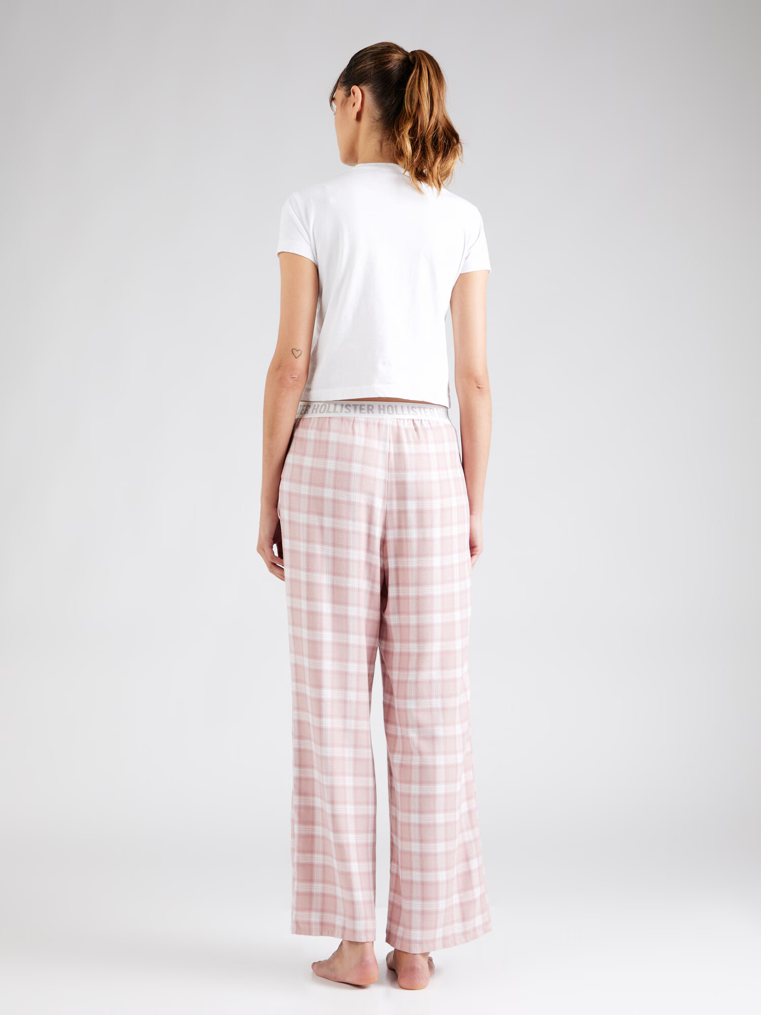 HOLLISTER Pantaloni de pijama roz / roz pal / alb - Pled.ro