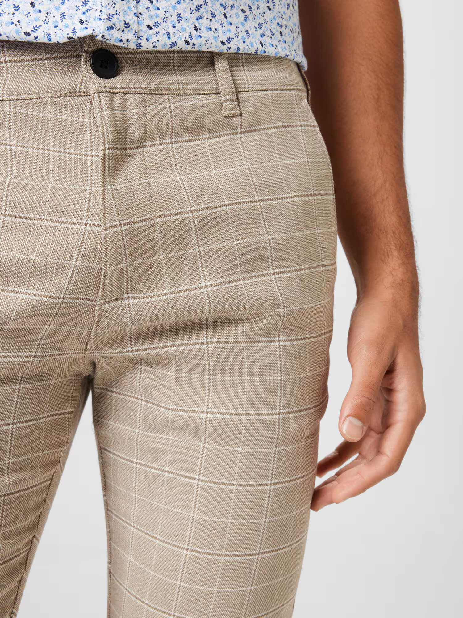 HOLLISTER Pantaloni eleganți maro / maro deschis / alb - Pled.ro