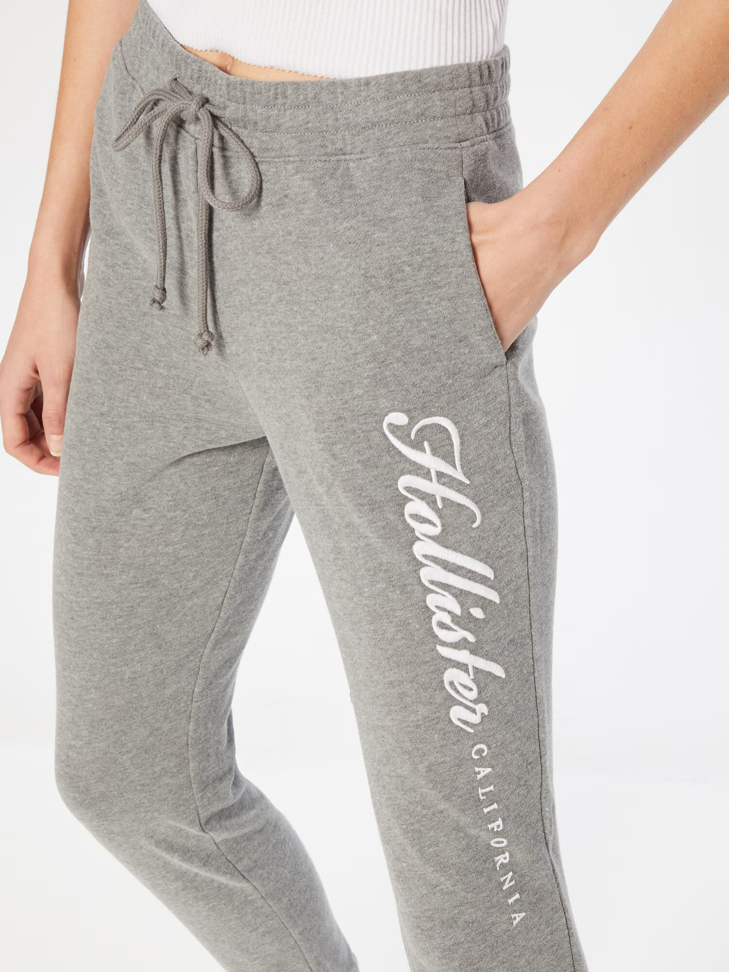 HOLLISTER Pantaloni gri amestecat / alb - Pled.ro