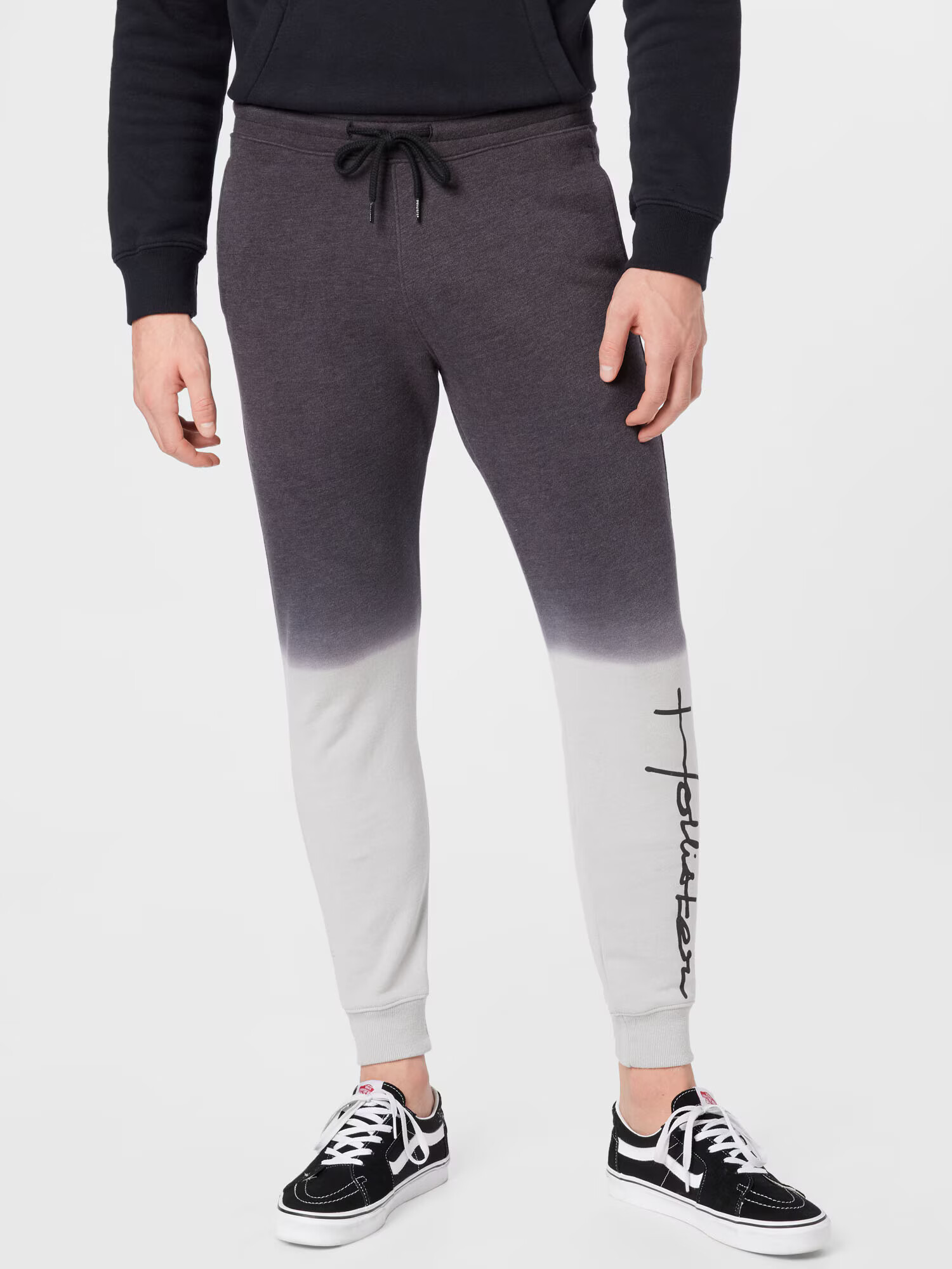 HOLLISTER Pantaloni gri metalic / negru / alb - Pled.ro