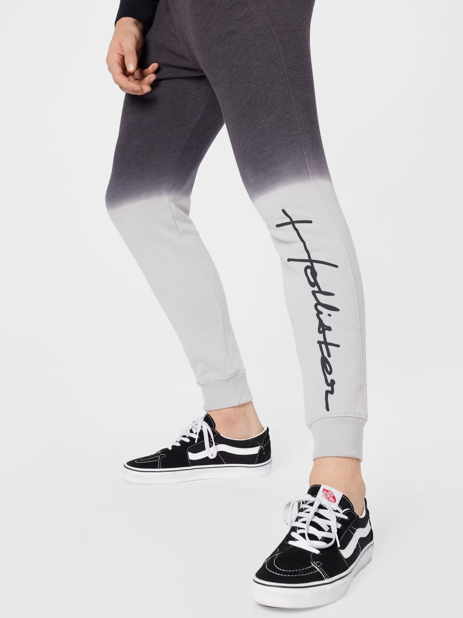 HOLLISTER Pantaloni gri metalic / negru / alb - Pled.ro