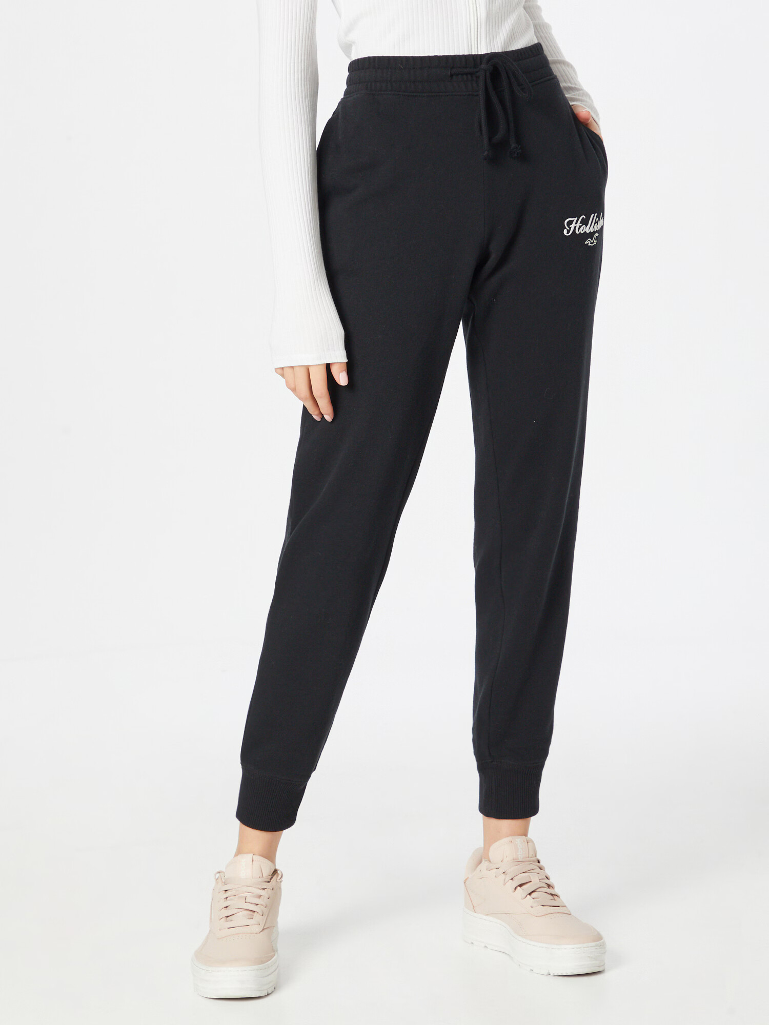 HOLLISTER Pantaloni negru / alb - Pled.ro