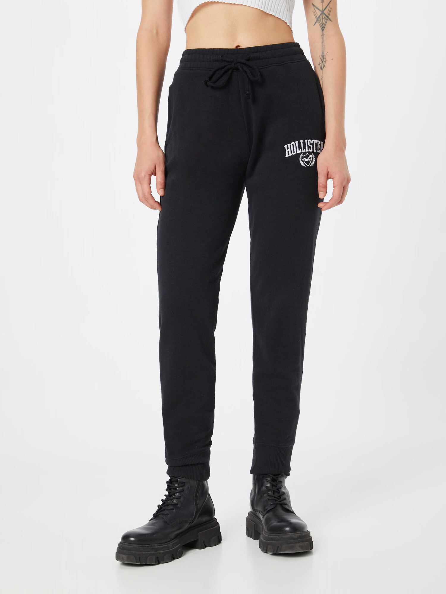 HOLLISTER Pantaloni negru / alb - Pled.ro