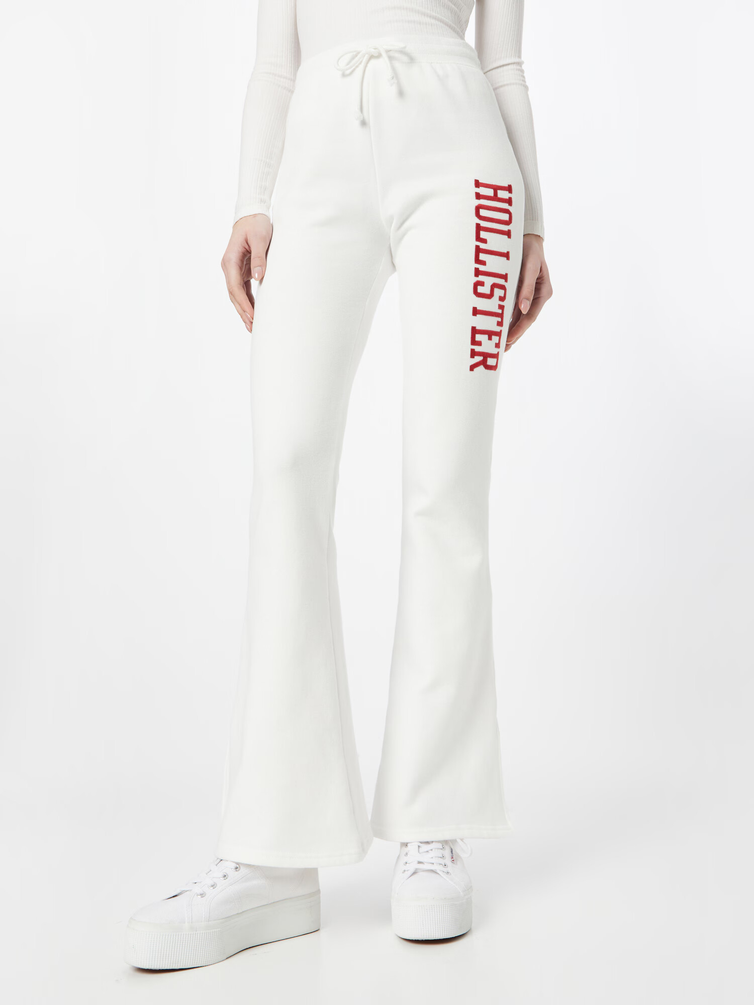 HOLLISTER Pantaloni roșu bordeaux / alb - Pled.ro