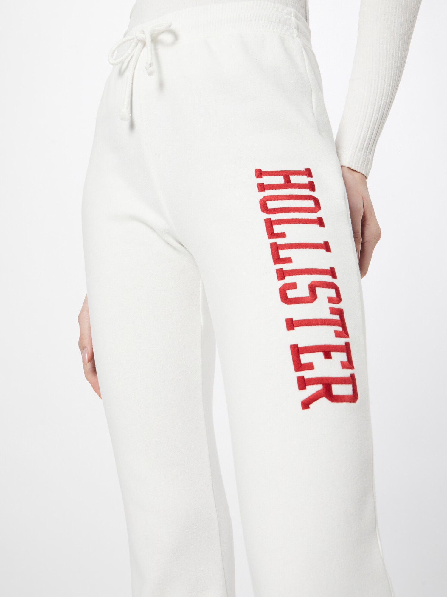 HOLLISTER Pantaloni roșu bordeaux / alb - Pled.ro