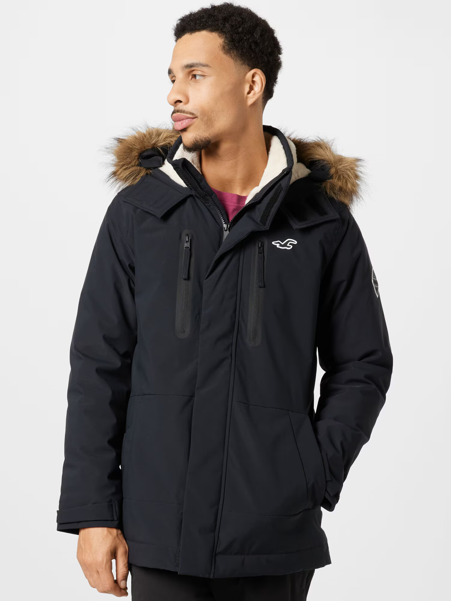 HOLLISTER Parka de iarnă maro / negru / alb natural - Pled.ro