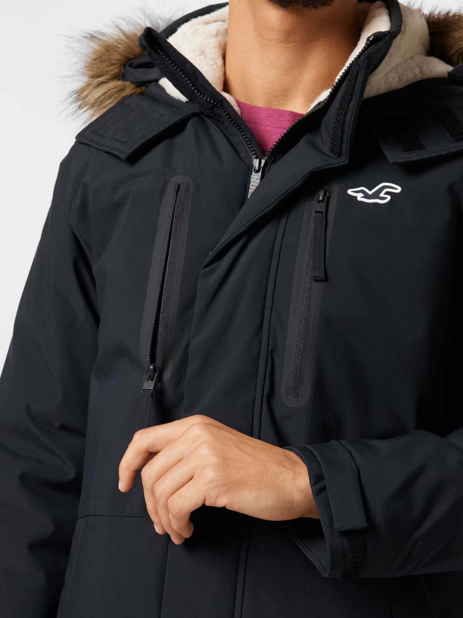 HOLLISTER Parka de iarnă maro / negru / alb natural - Pled.ro