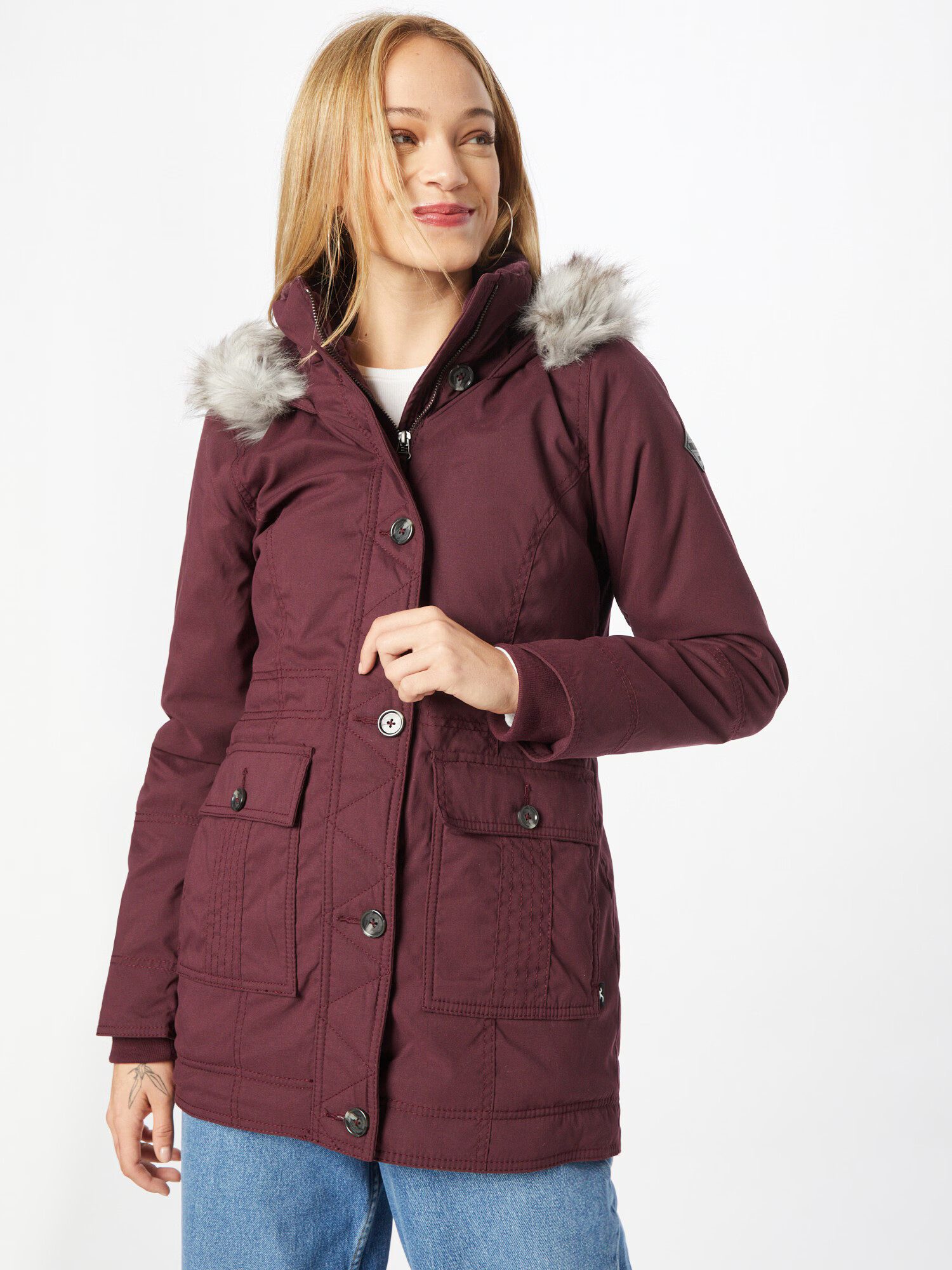 HOLLISTER Parka de primăvară-toamnă roșu burgundy - Pled.ro