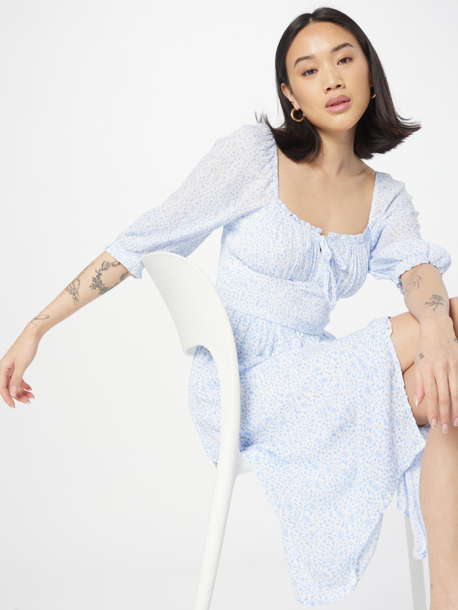 HOLLISTER Rochie albastru deschis / alb - Pled.ro