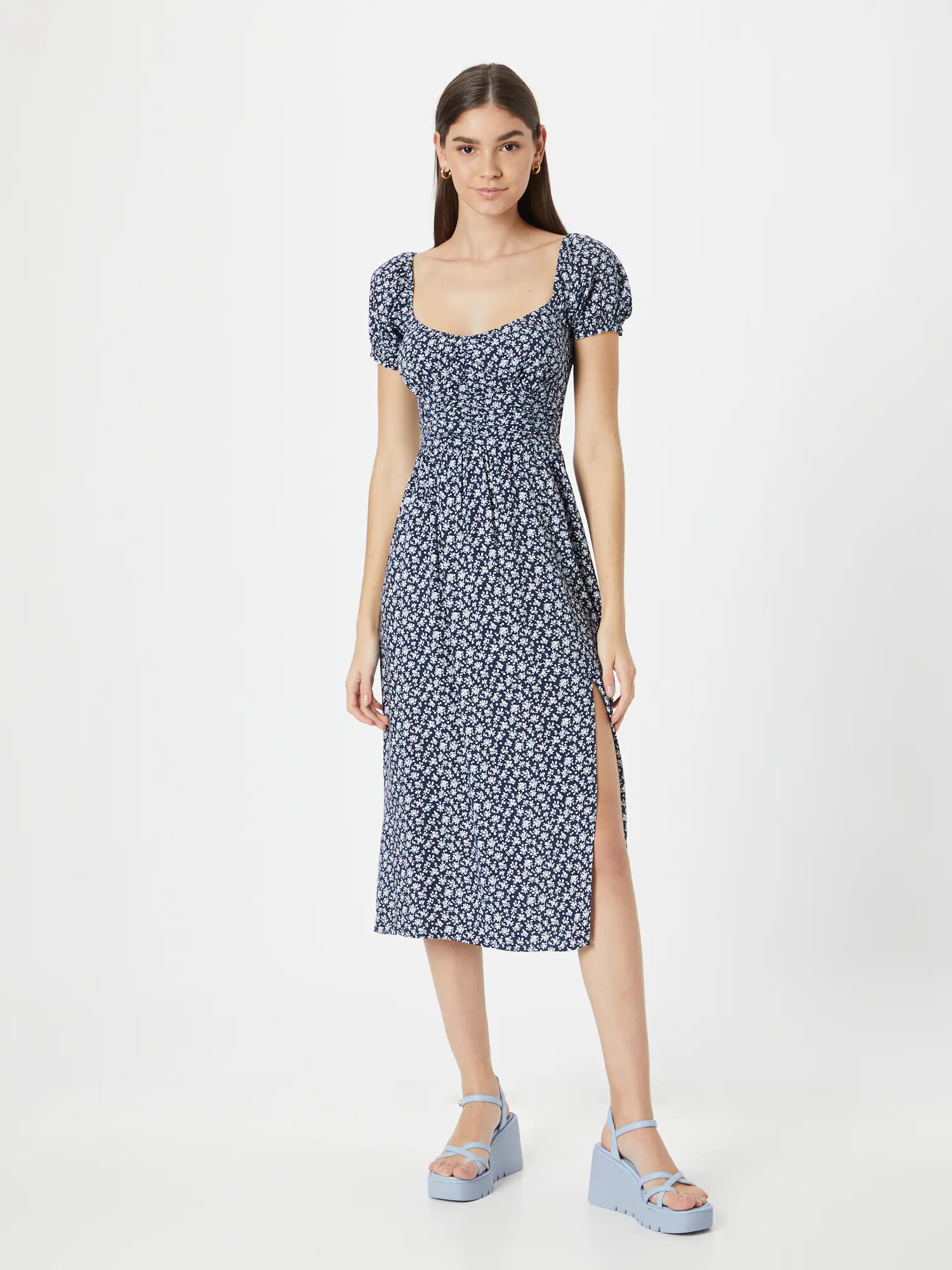 HOLLISTER Rochie bleumarin / alb - Pled.ro