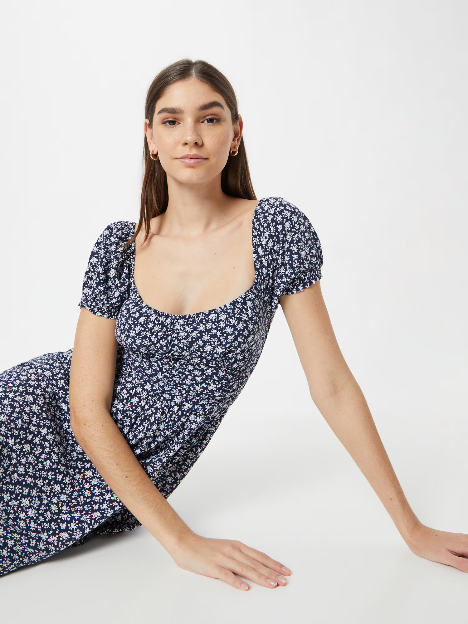 HOLLISTER Rochie bleumarin / alb - Pled.ro