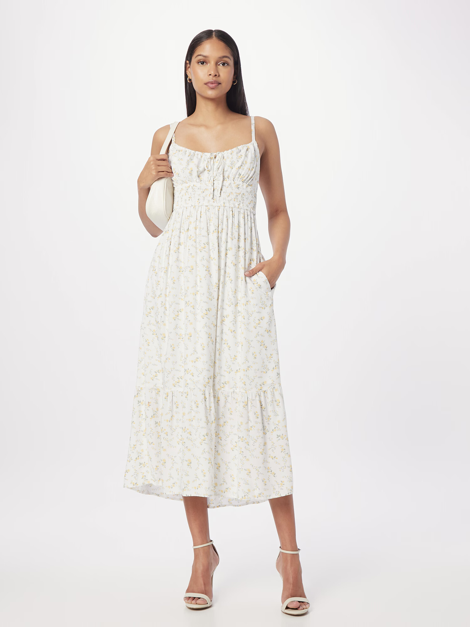 HOLLISTER Rochie de vară galben / gri fumuriu / alb - Pled.ro