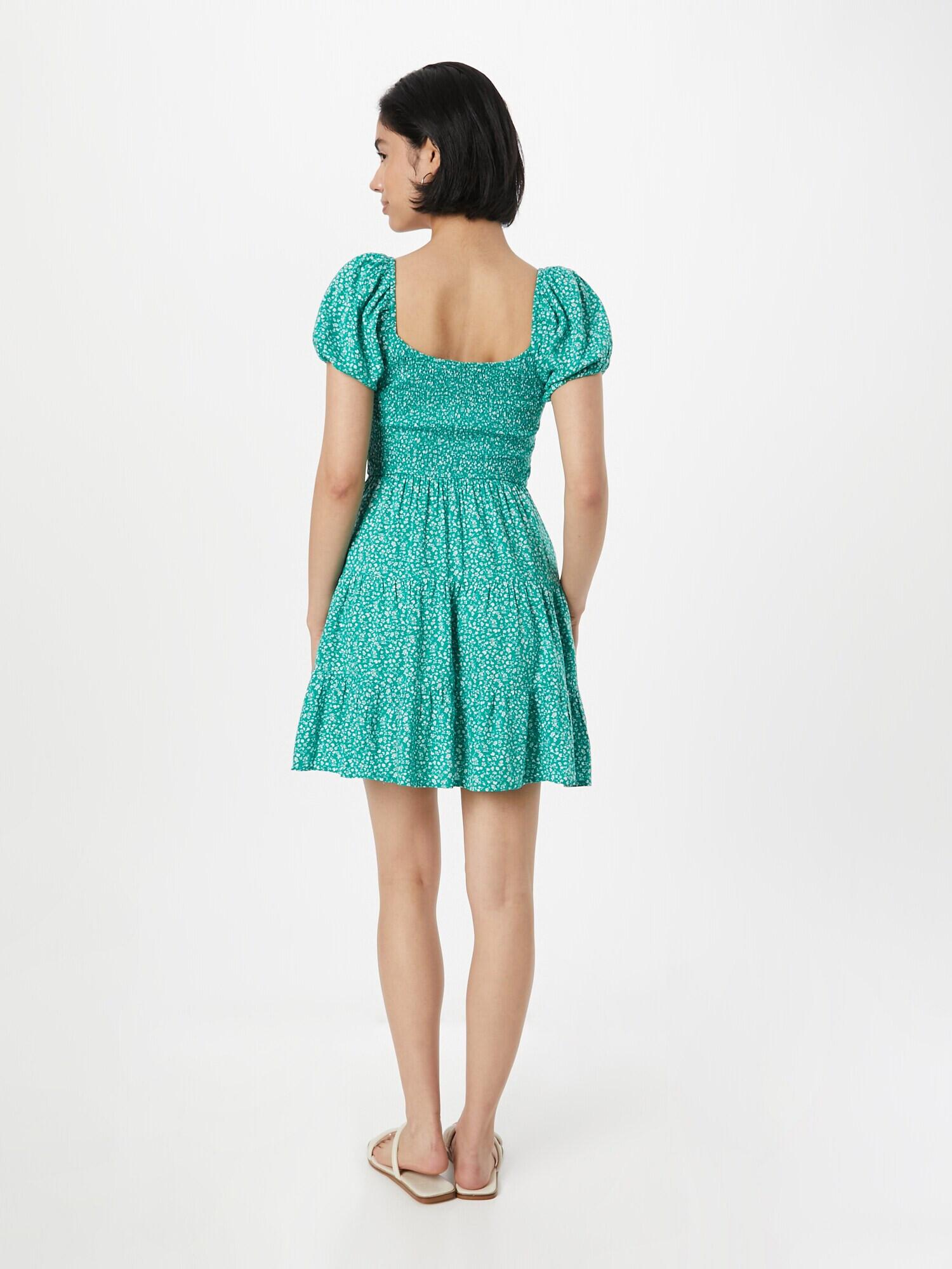 HOLLISTER Rochie de vară verde / alb - Pled.ro