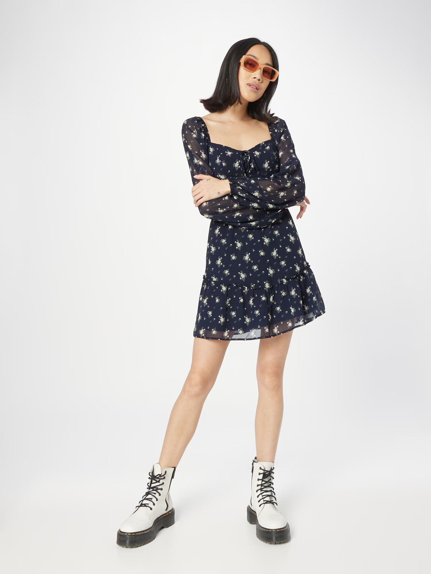 HOLLISTER Rochie 'EMEA' crem / albastru închis / oliv - Pled.ro