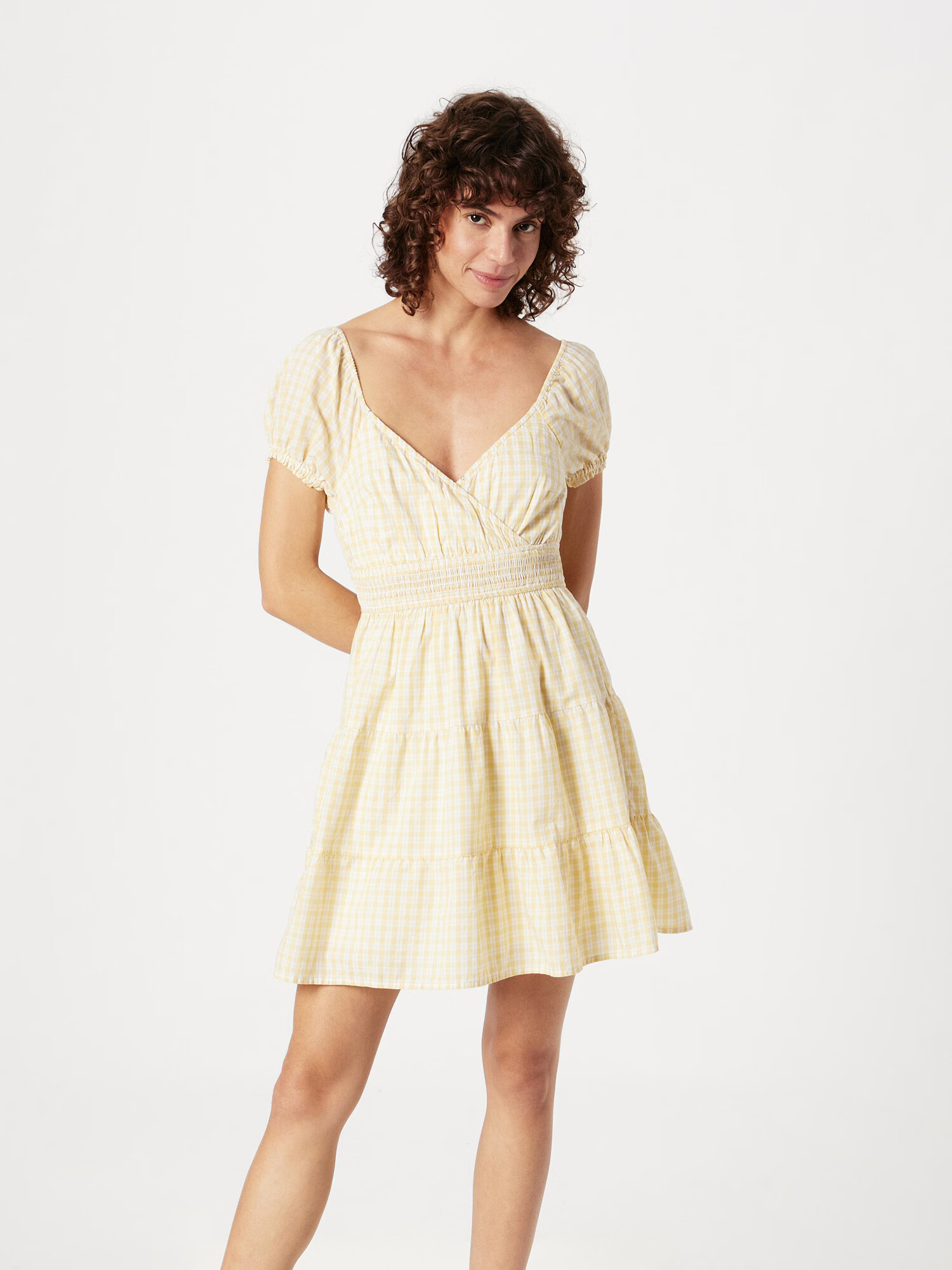 HOLLISTER Rochie galben / alb - Pled.ro