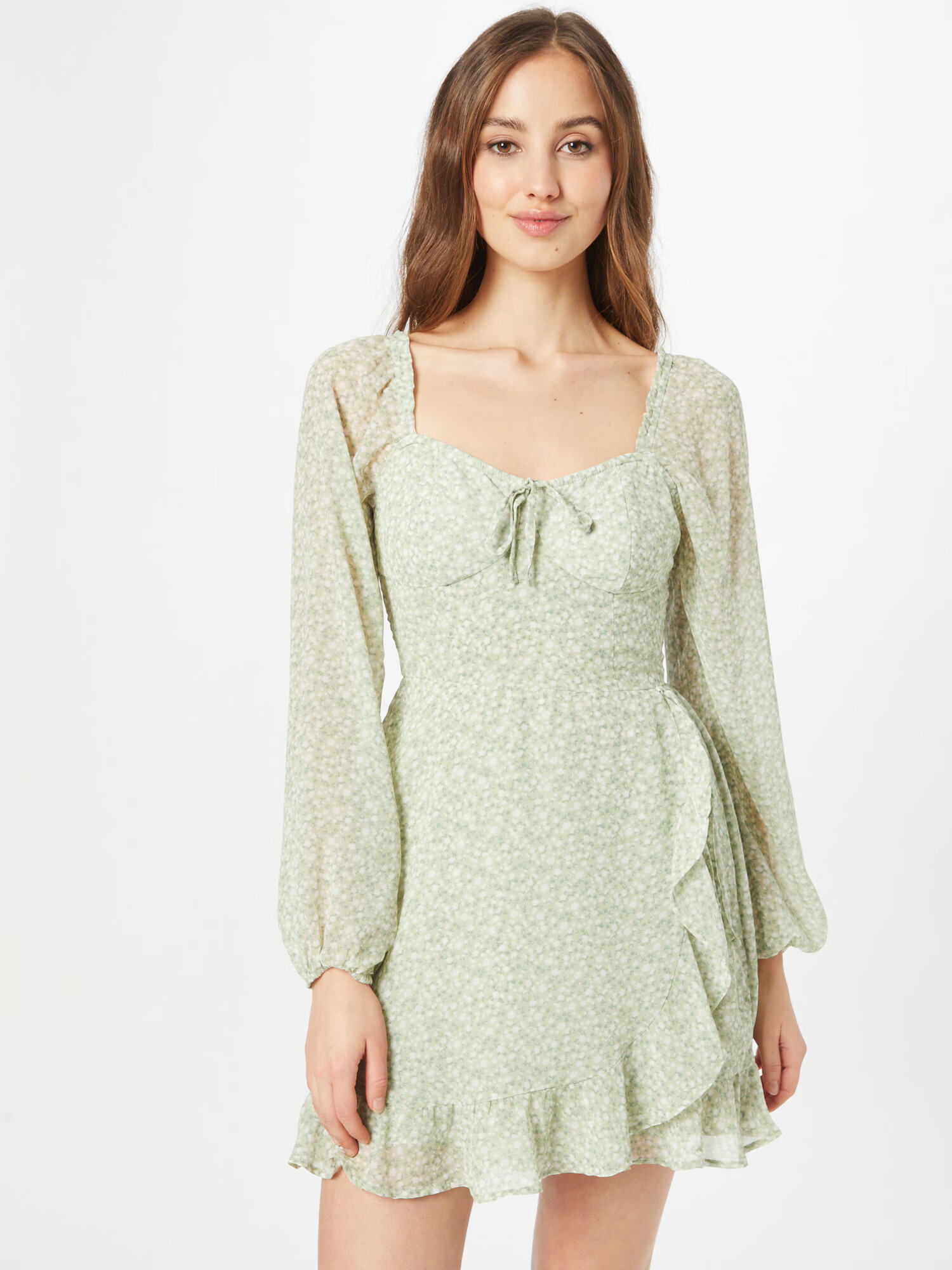 HOLLISTER Rochie tip bluză verde iarbă / verde pastel / alb - Pled.ro