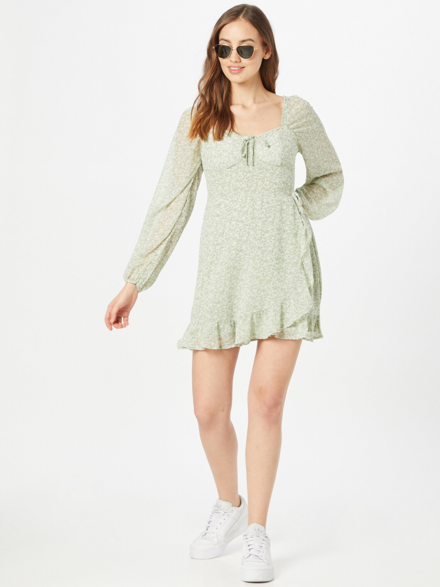 HOLLISTER Rochie tip bluză verde iarbă / verde pastel / alb - Pled.ro