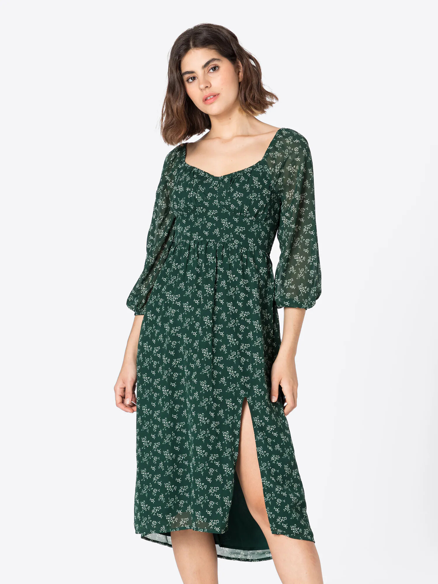 HOLLISTER Rochie verde / alb - Pled.ro