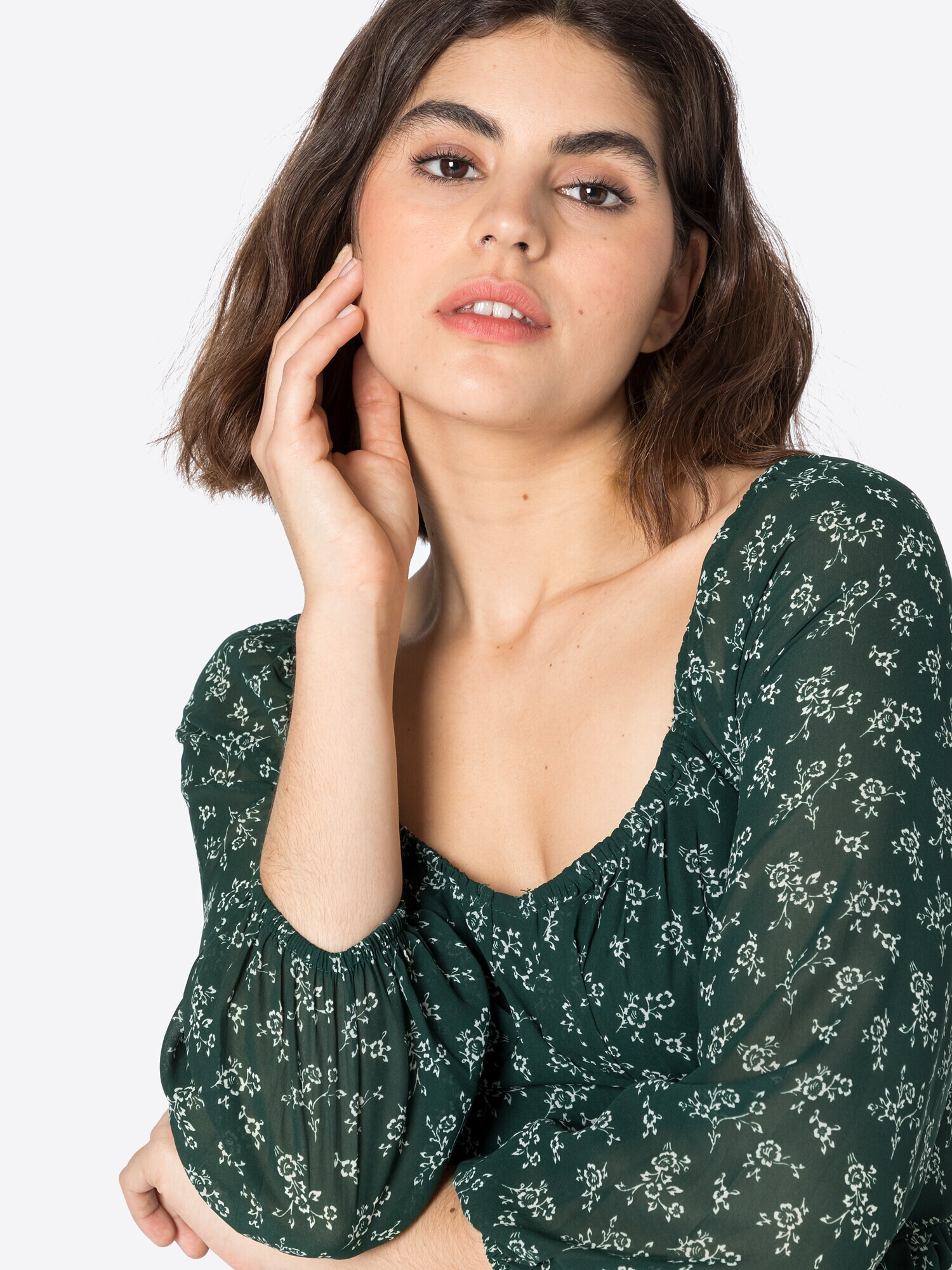 HOLLISTER Rochie verde / alb - Pled.ro