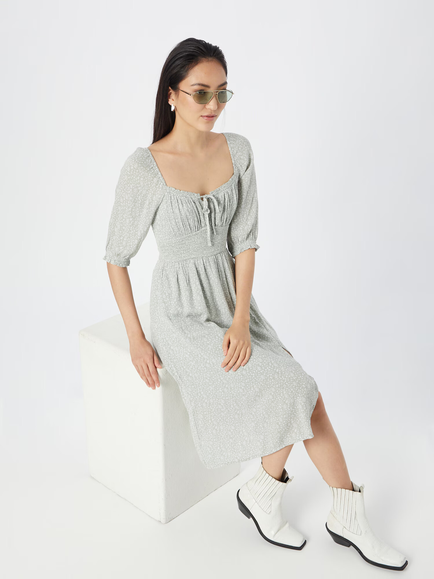 HOLLISTER Rochie verde mentă / alb - Pled.ro