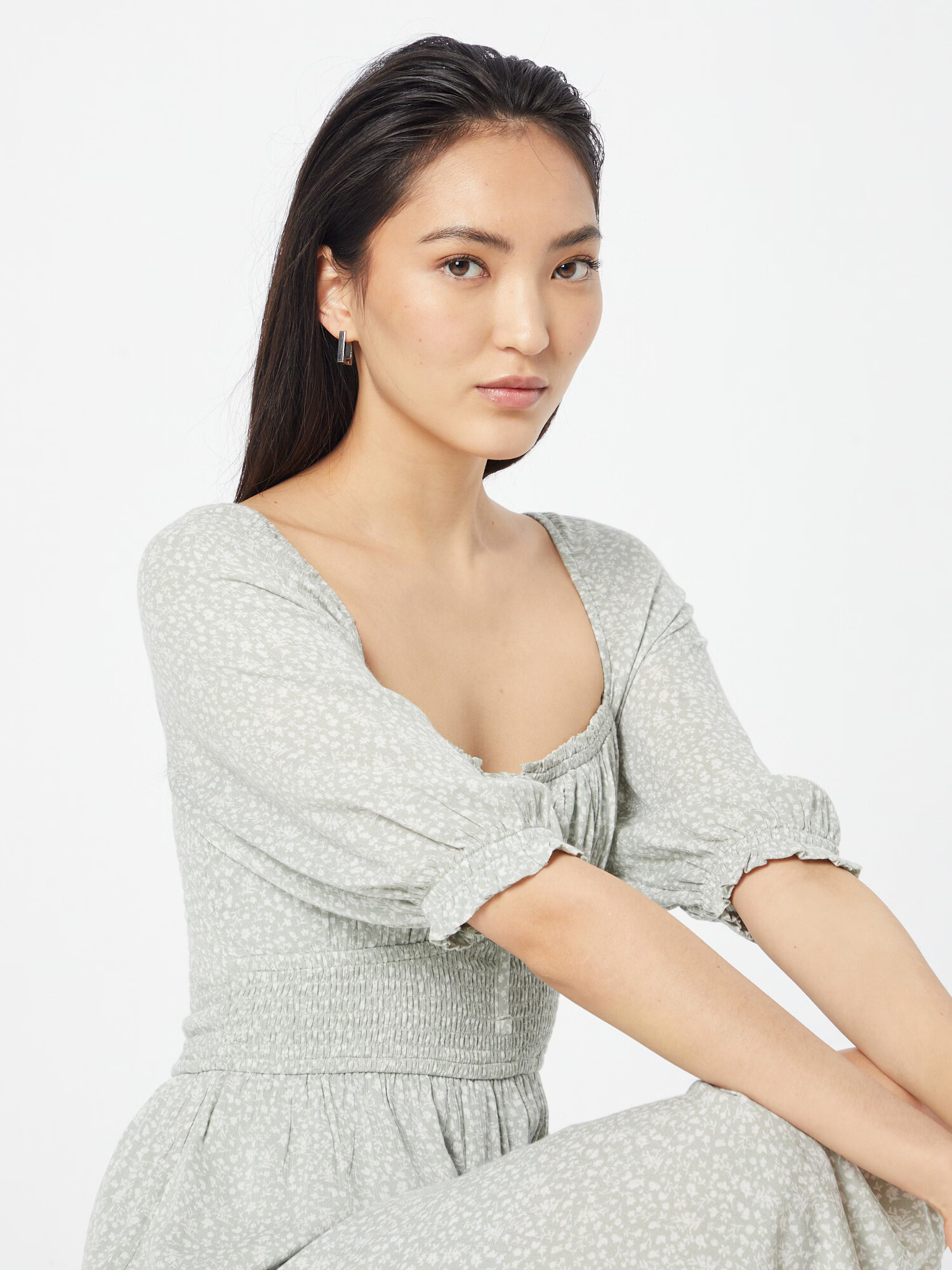 HOLLISTER Rochie verde mentă / alb - Pled.ro