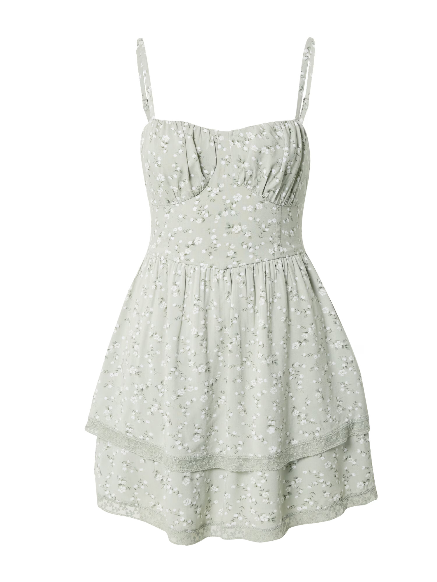 HOLLISTER Rochie verde / verde pastel / alb - Pled.ro