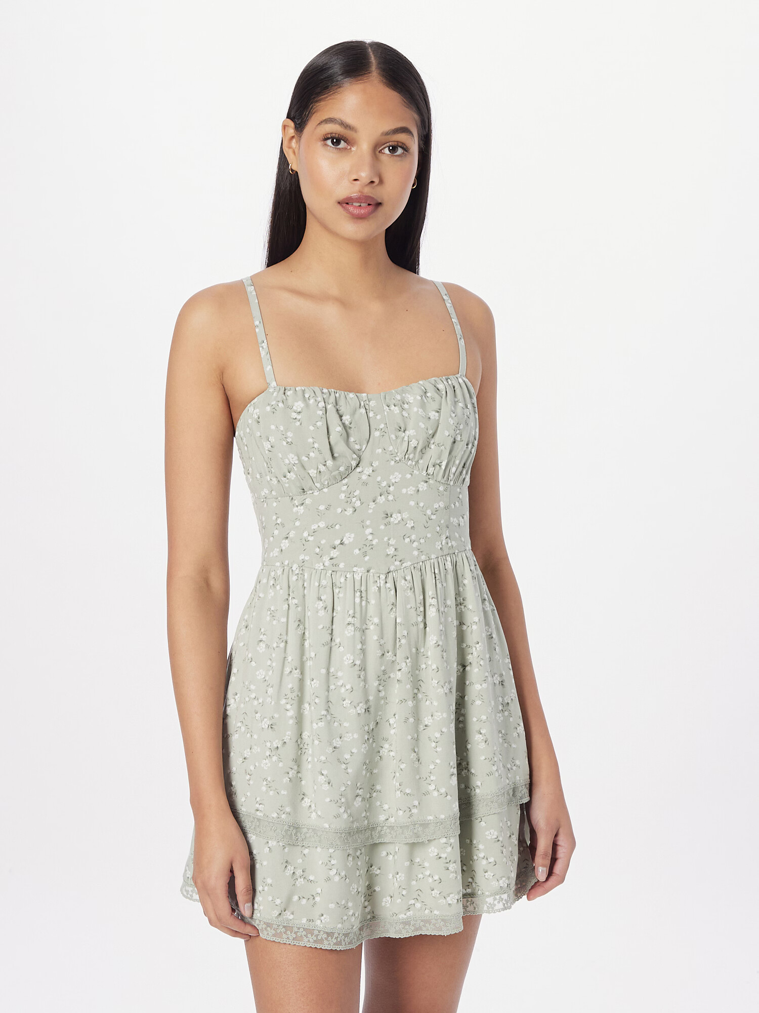 HOLLISTER Rochie verde / verde pastel / alb - Pled.ro