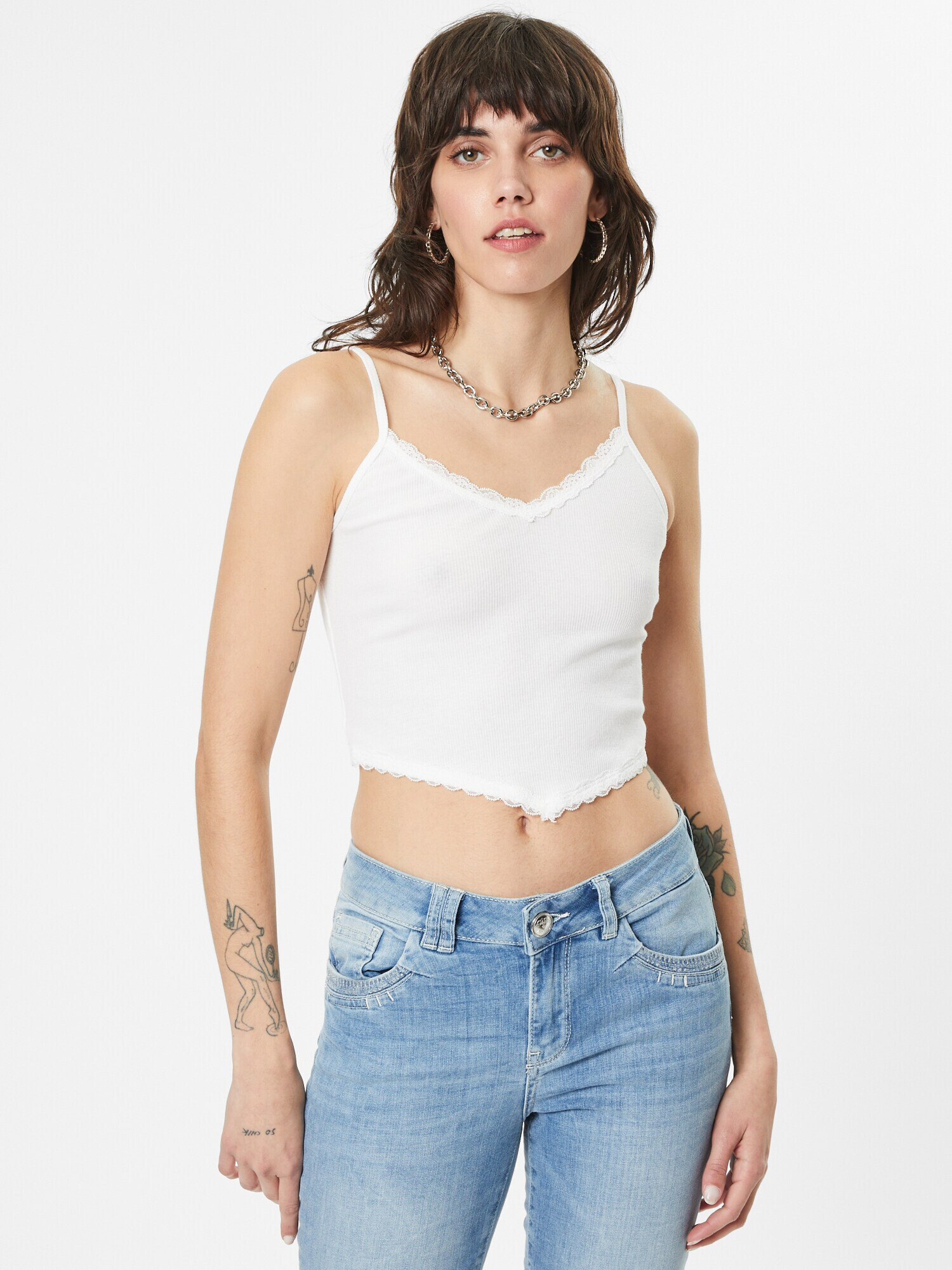 HOLLISTER Top alb - Pled.ro