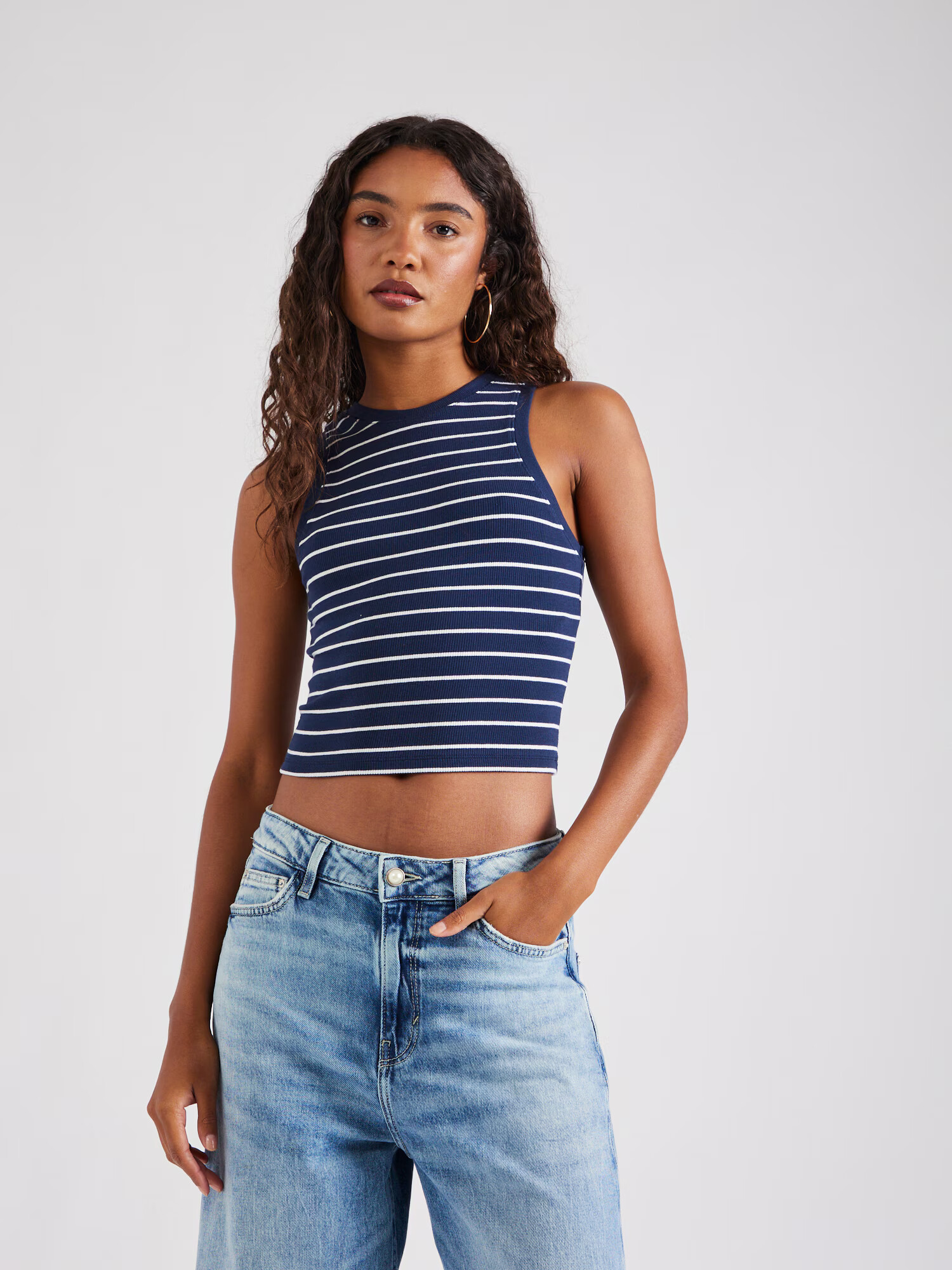 HOLLISTER Top bleumarin / alb - Pled.ro