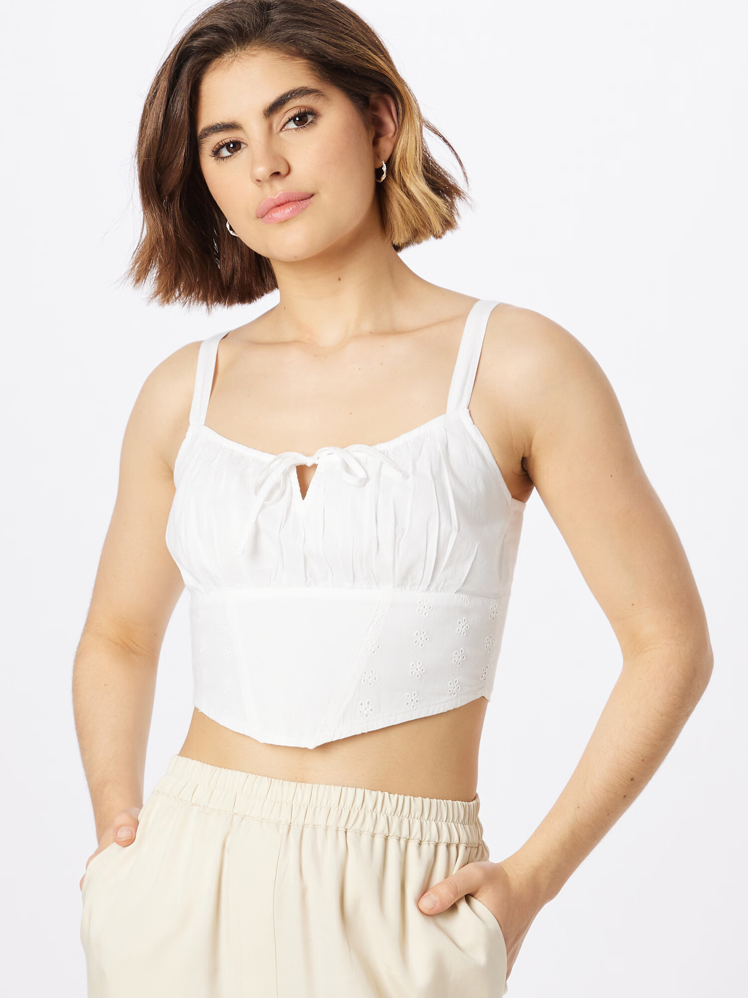 HOLLISTER Top 'PRETTY' alb murdar - Pled.ro