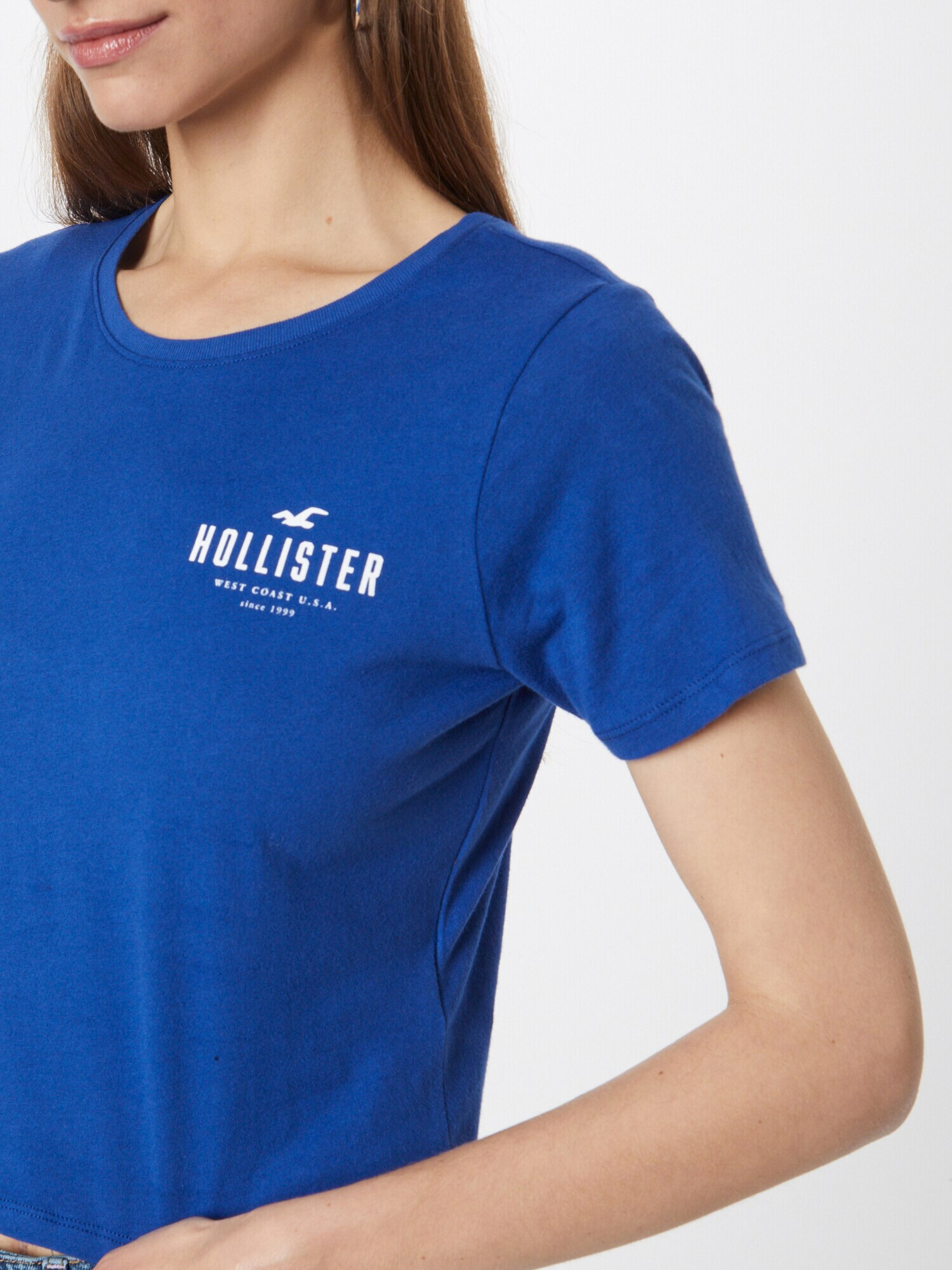 HOLLISTER Tricou albastru / alb - Pled.ro